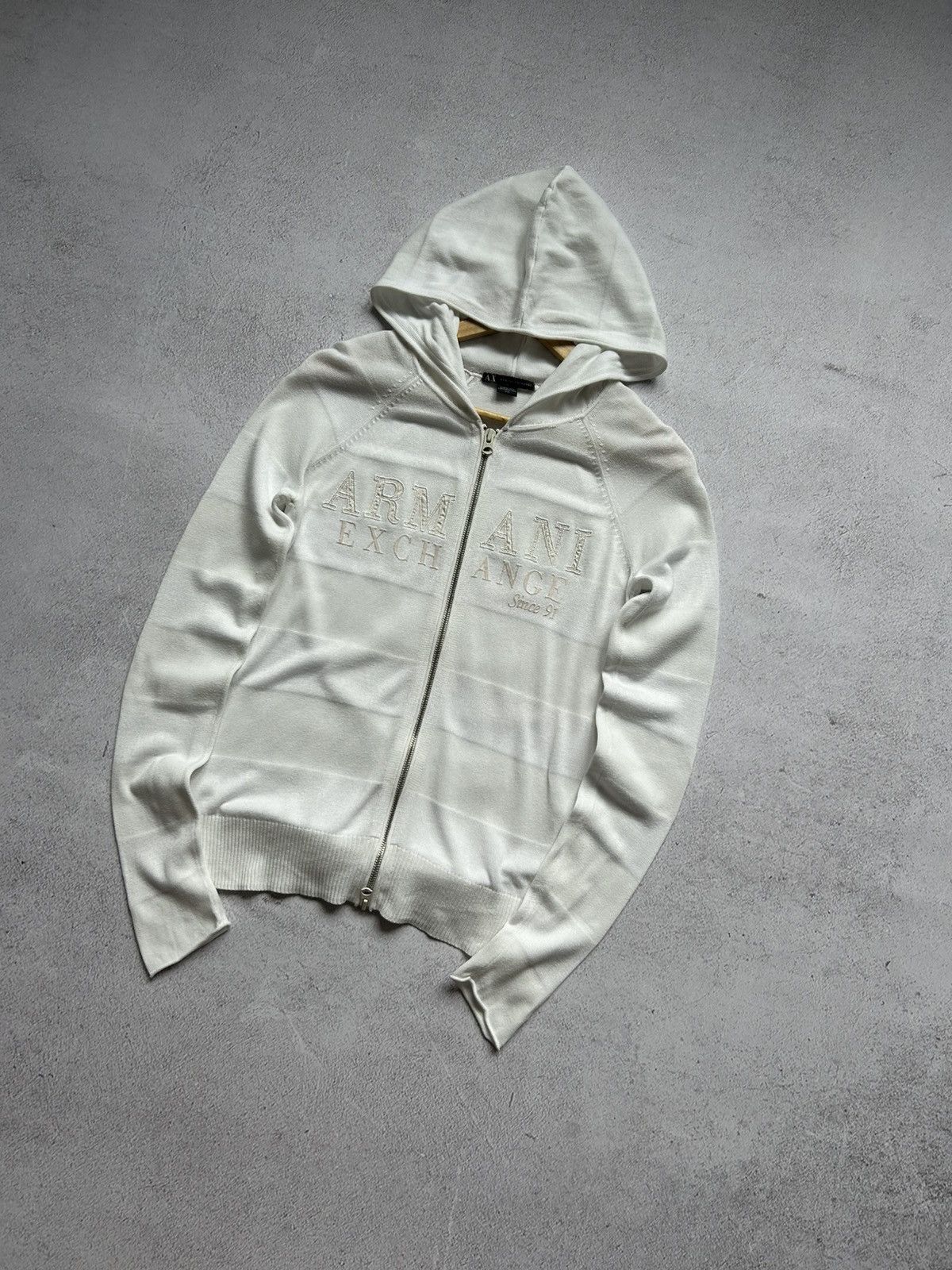 Armani × Vintage Armani Exchange women's Avant-garde zip hooded sweater Size M / US 6-8 / IT 42-44 - 2 Thumbnail