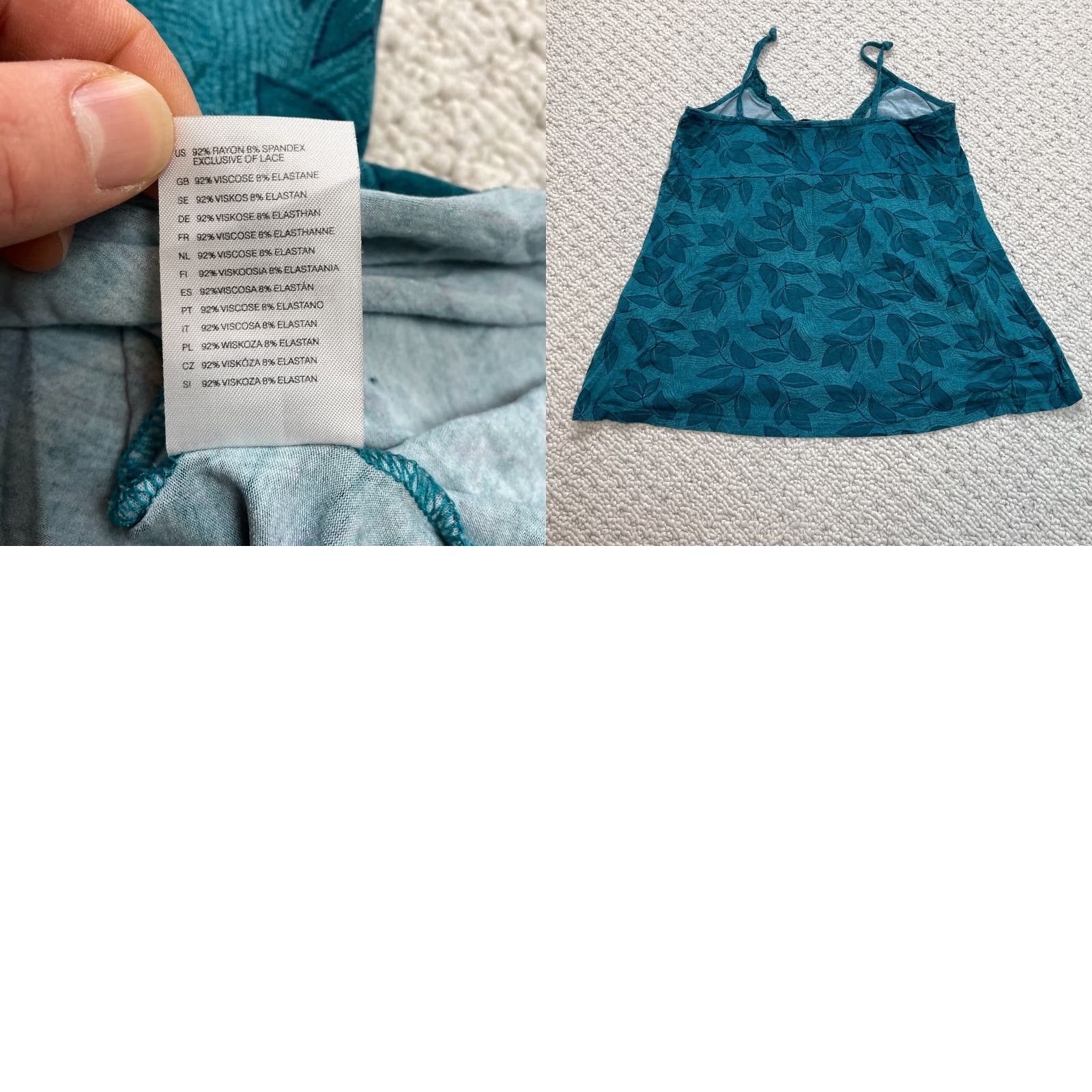 H&M H&M Tank Juniors Large Blue Floral Cotton V Neck Sleeveless Soft Womens Size L / US 10 / IT 46 - 8 Thumbnail