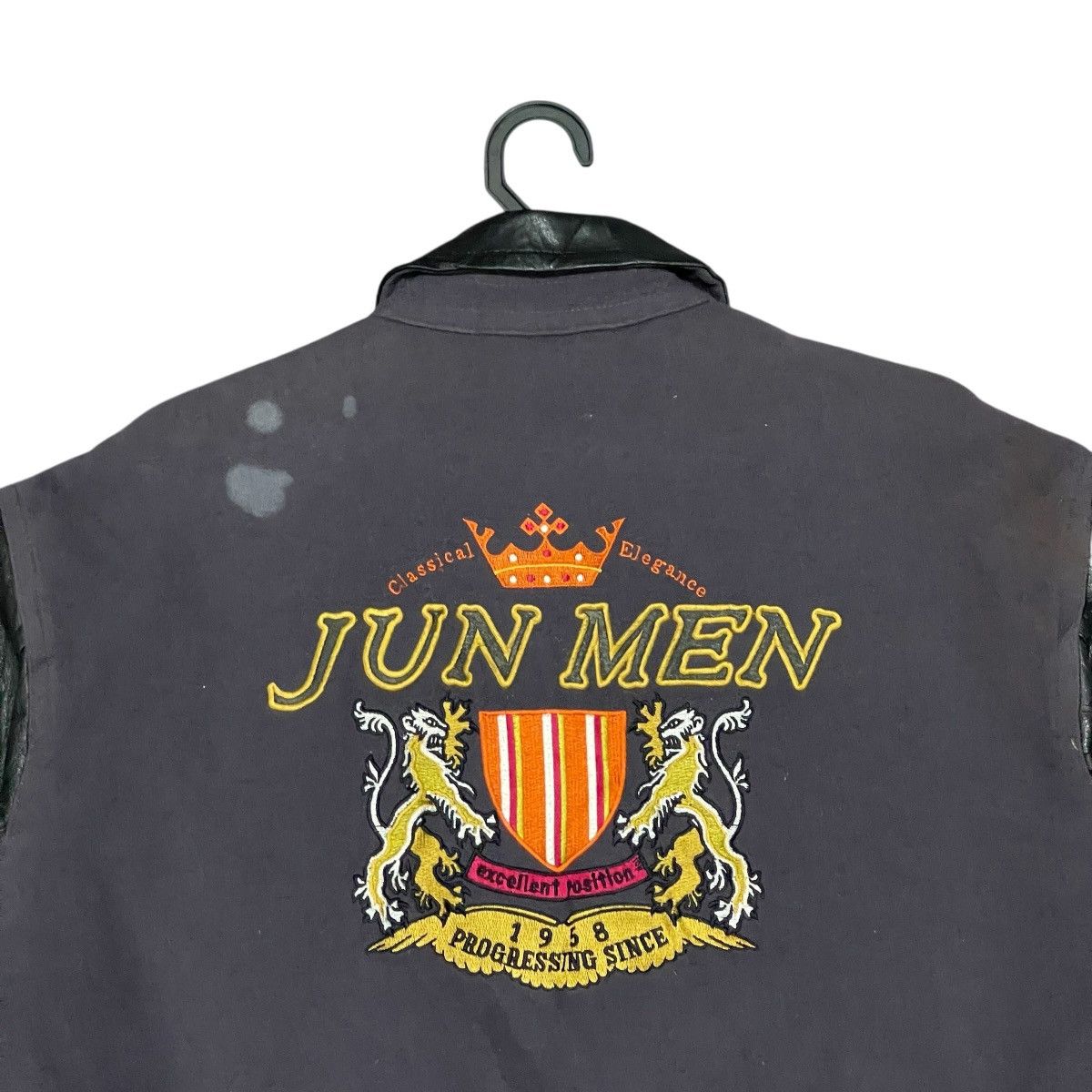 JUN MEN Vintage Junmen Wool Varsity Bomber Jacket, Leather Sleeves Size US XXL / EU 58 / 5 - 8 Thumbnail