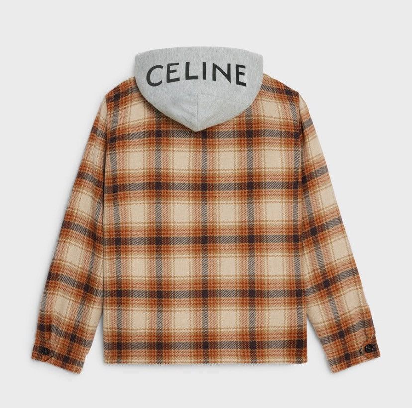 Celine CELINE Hooded Overshirt in Checked Wool Size US S / EU 44-46 / 1 - 2 Thumbnail