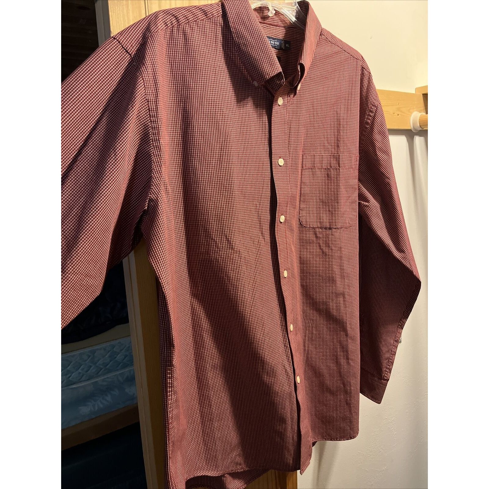 Consensus Sportswear Consensus Men’s XL Red Check LS Button Polyester Blend Shirt Size US XL / EU 56 / 4 - 3 Thumbnail