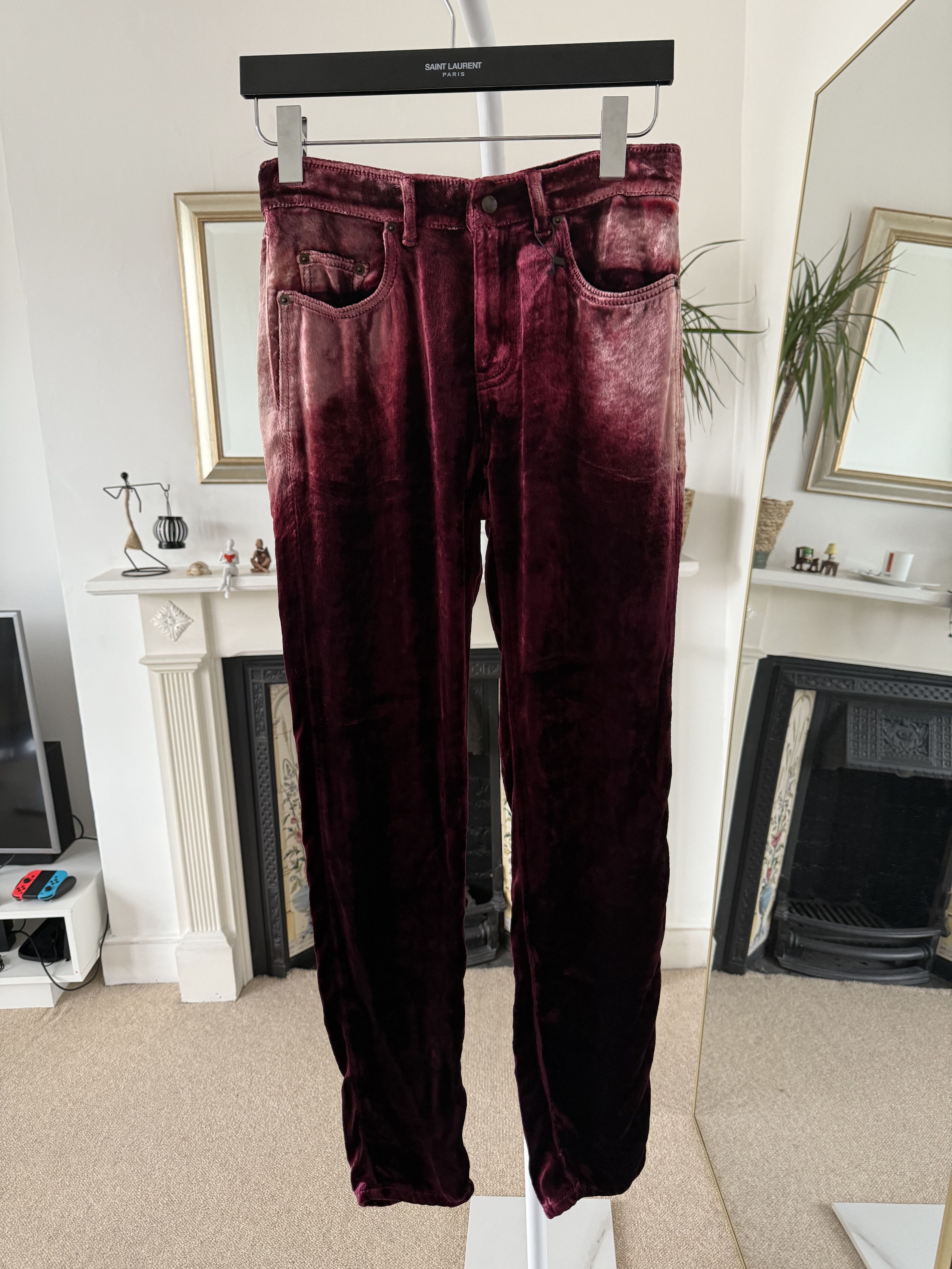 Saint Laurent Paris SS20' Saint Laurent Cropped Bleached Velvet Trousers Size US 28 / EU 44 - 2 Thumbnail