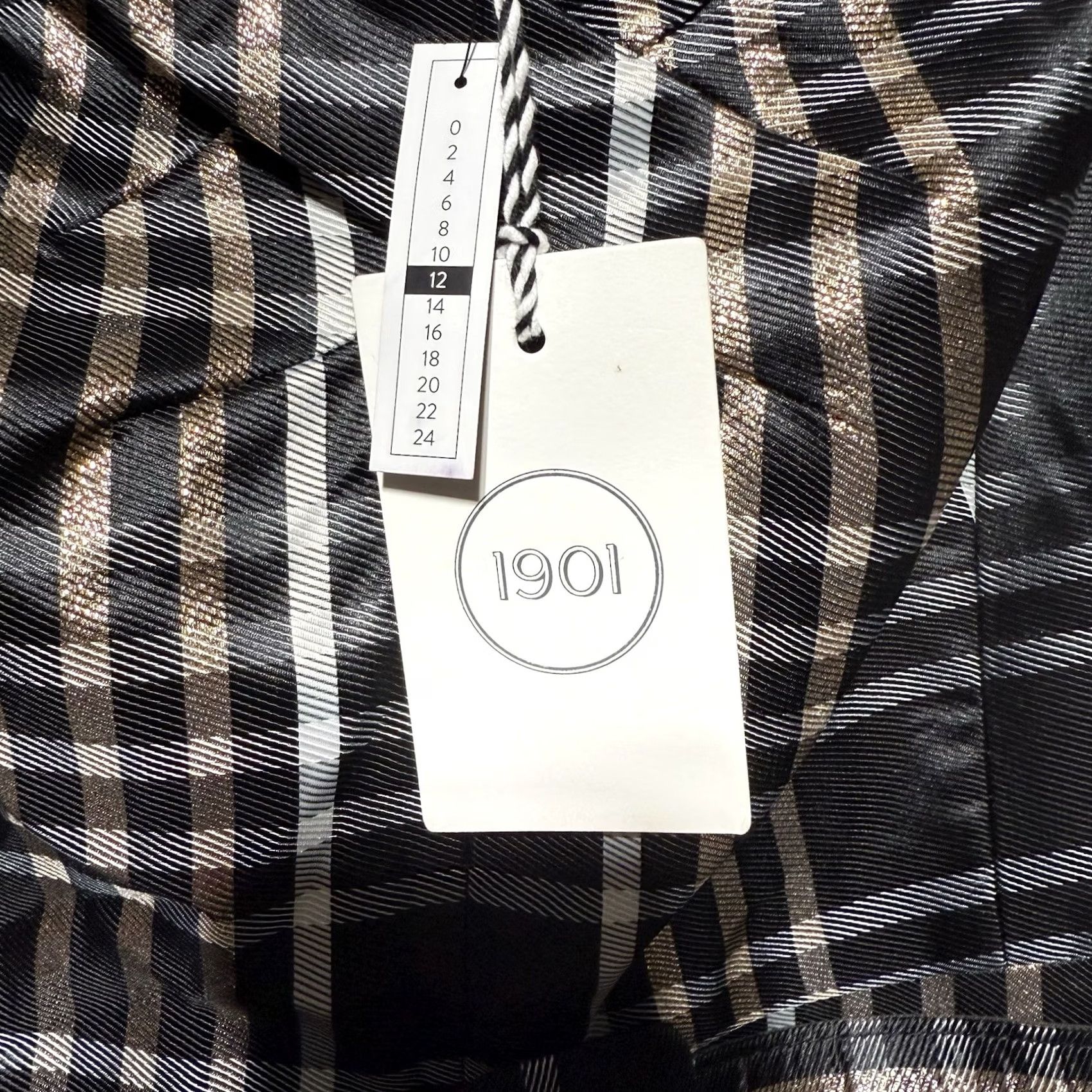 Vintage VINTAGE 1901 Belted Plaid Midi Dress Women’s Size 12 NWT Black Gold Sleeveless V-Neck Zip Party Cocktail Spring Summer Belted Women Size XL / US 12-14 / IT 48-50 - 6 Thumbnail