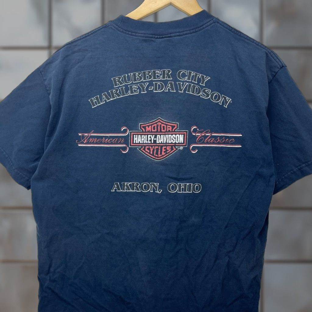 Harley Davidson VINTAGE Harley-Davidson T-Shirt Black L Mens Shirt 90s Akron Ohio Vintage Size US L / EU 52-54 / 3 - 1 Thumbnail