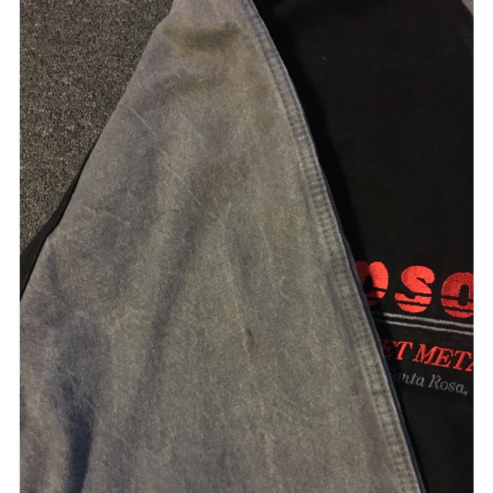 Denime VINTAGE Construction Denim Bomber Jacket XL Black 90s Grunge Biker Trucker Punk Motorcycle Men Jacket Size US XL / EU 56 / 4 - 6 Thumbnail