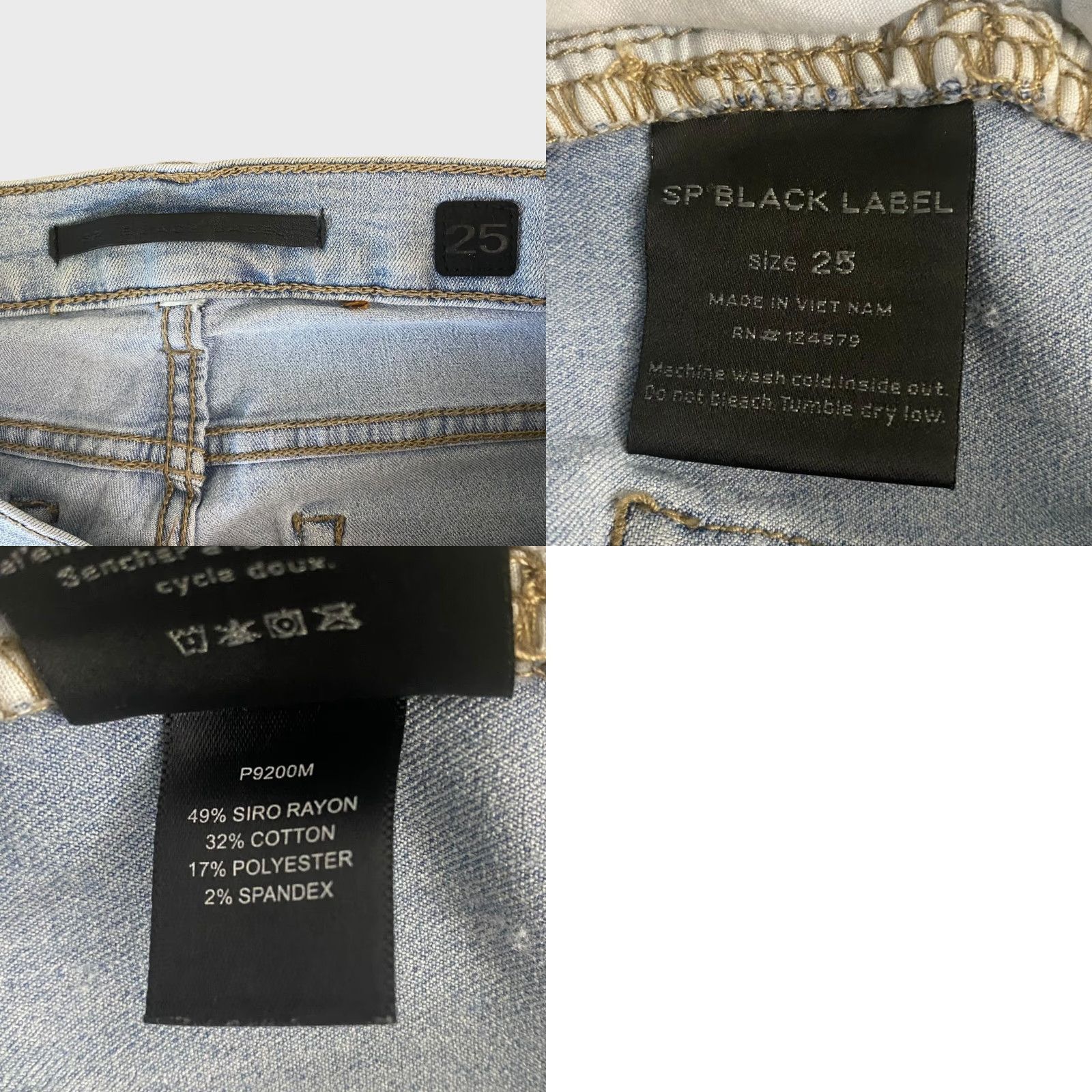 Vintage VINTAGE SP Black Label Low-Rise Skinny Jeans Women's 25 Light Wash Denim Stretch Distressed Blue 5-Pocket Womens Jeans Size 42" / US 20 - 8 Thumbnail