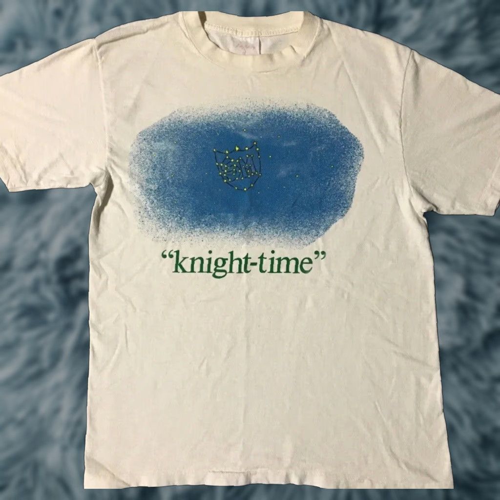 Vintage VINTAGE 90s Saint Mary Knights Night Time faded Shirt M White distressed crew neck Funny Track & Field PE Grunge Size US M / EU 48-50 / 2 - 1 Thumbnail