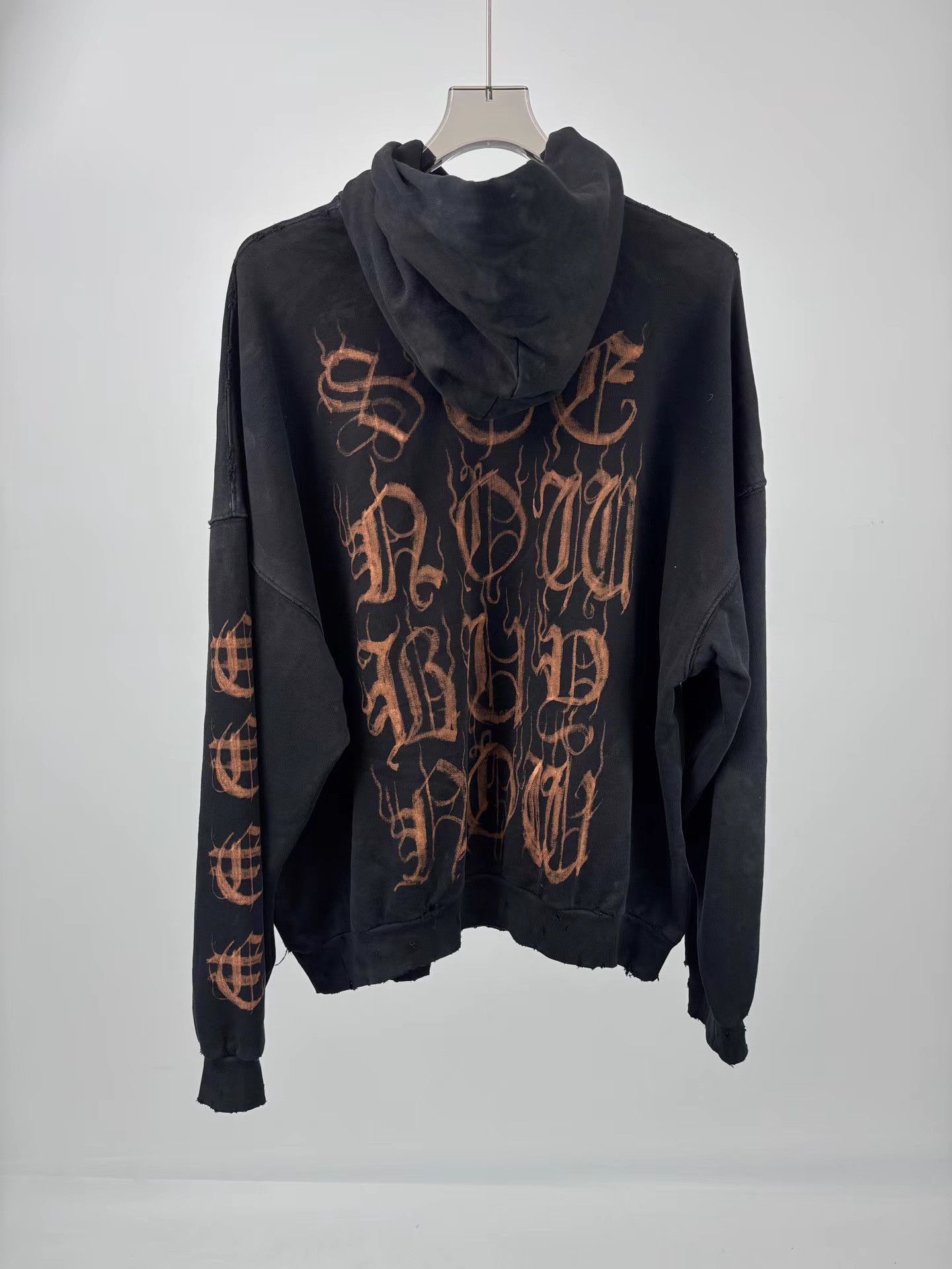 Balenciaga BALENCIAGA Sanskrit Mud-Dyed Distressed Hoodie Size US M / EU 48-50 / 2 - 2 Thumbnail