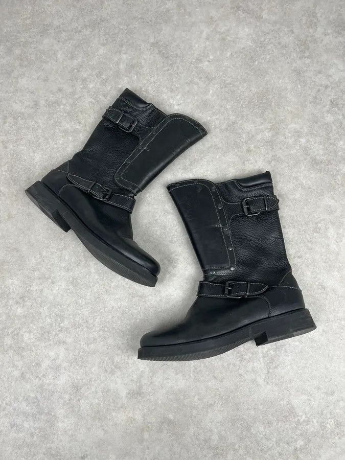 Emporio Armani AW2003 Emporio Armani Black Leather Biker Ankle Boots Size US 9 / EU 42 - 3 Thumbnail