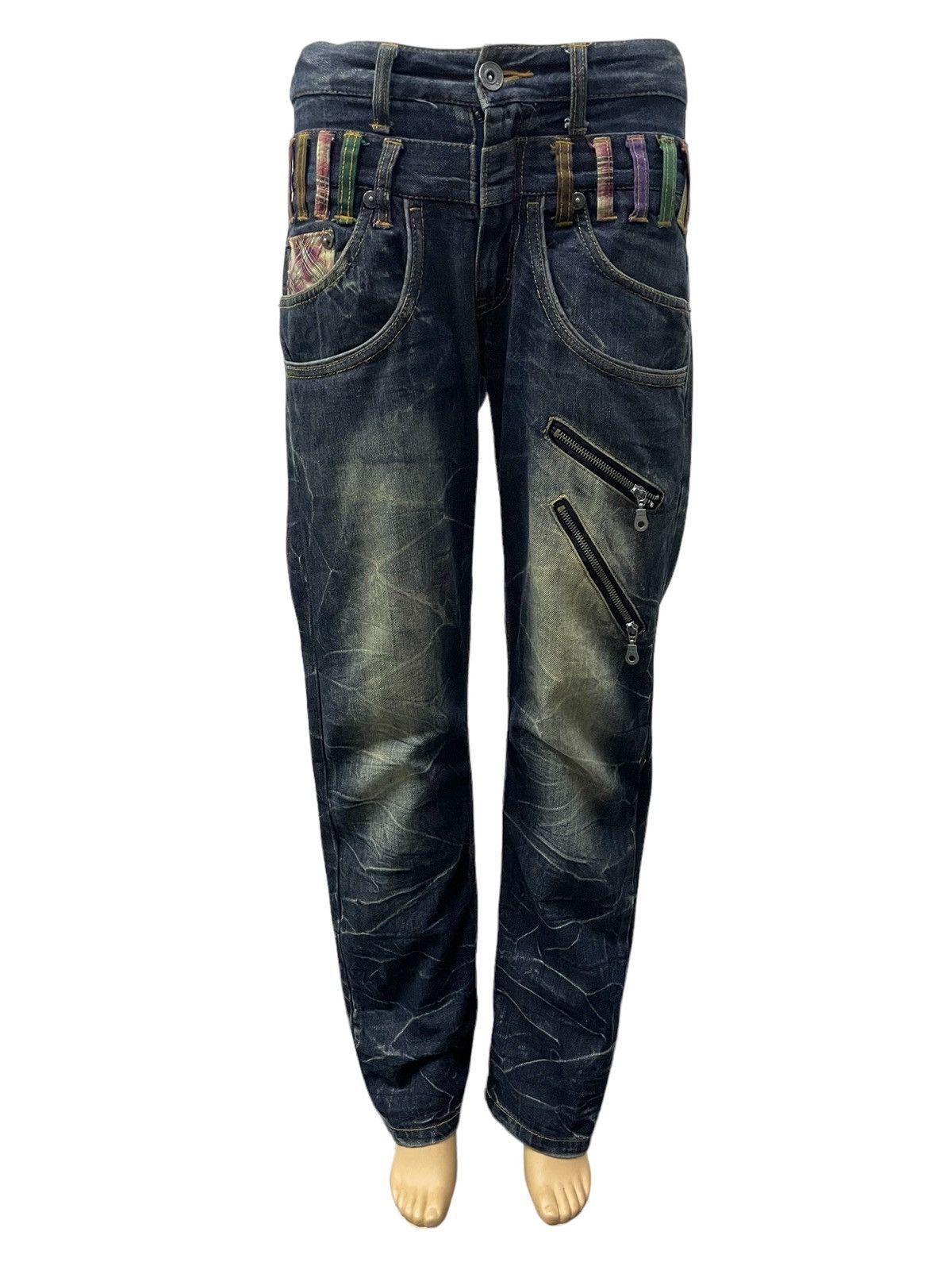 GOSTAR DE FUGA × Hysteric Glamour Nylaus Japan Mud Wash Double Waist Claw Mark Jeans Size US 30 / EU 46 - 3 Thumbnail
