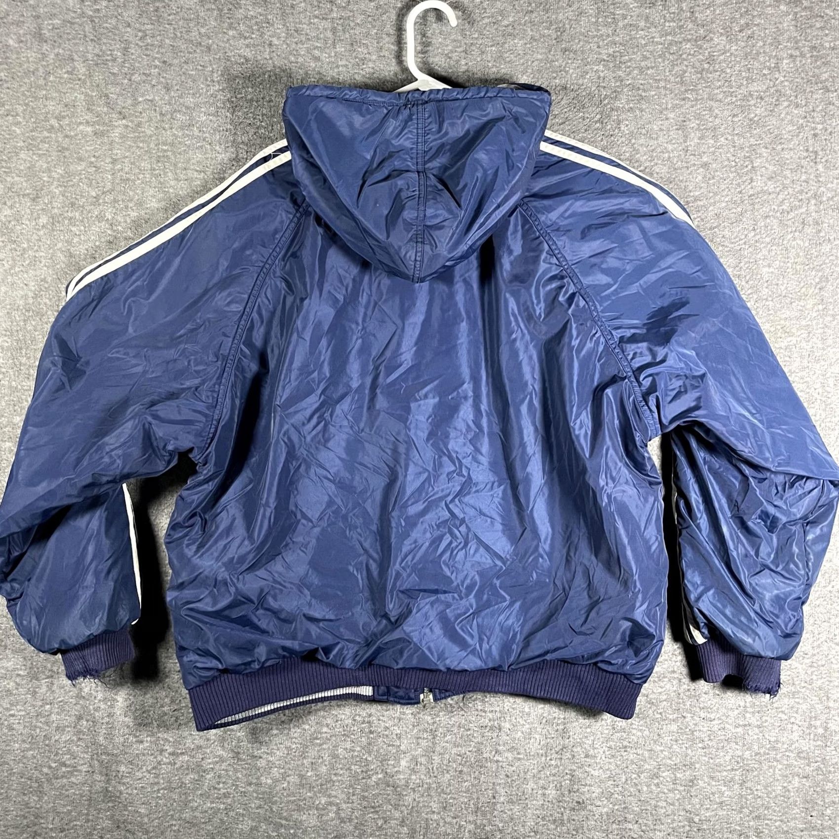 Adidas Adidas Jacket Mens XL Blue Gray Reversible Hooded Full Zip Winter Bomber Vintage Size US XL / EU 56 / 4 - 4 Thumbnail