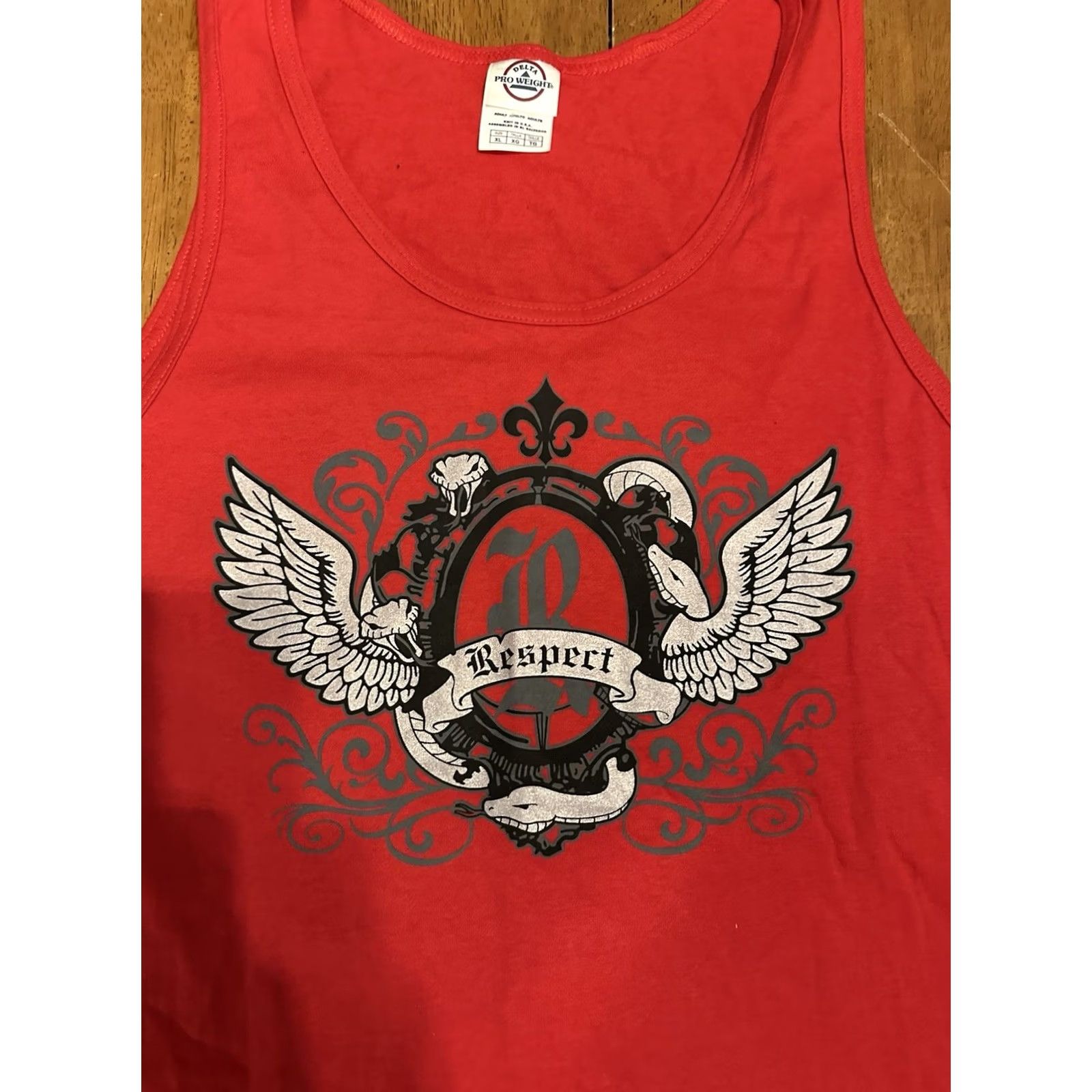 Delta VINTAGE Delta Y2K Respect Tank Top T Shirt XL Red Cotton T-Shirt Men Size US XL / EU 56 / 4 - 2 Thumbnail