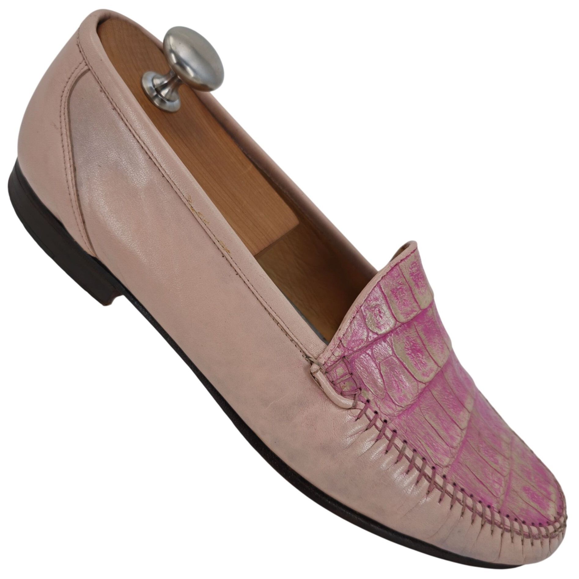 Other Vintage Pink Exotic Caiman Michele Loisi Italy Mens 10 Shoe Size US 10 / EU 43 - 1 Thumbnail