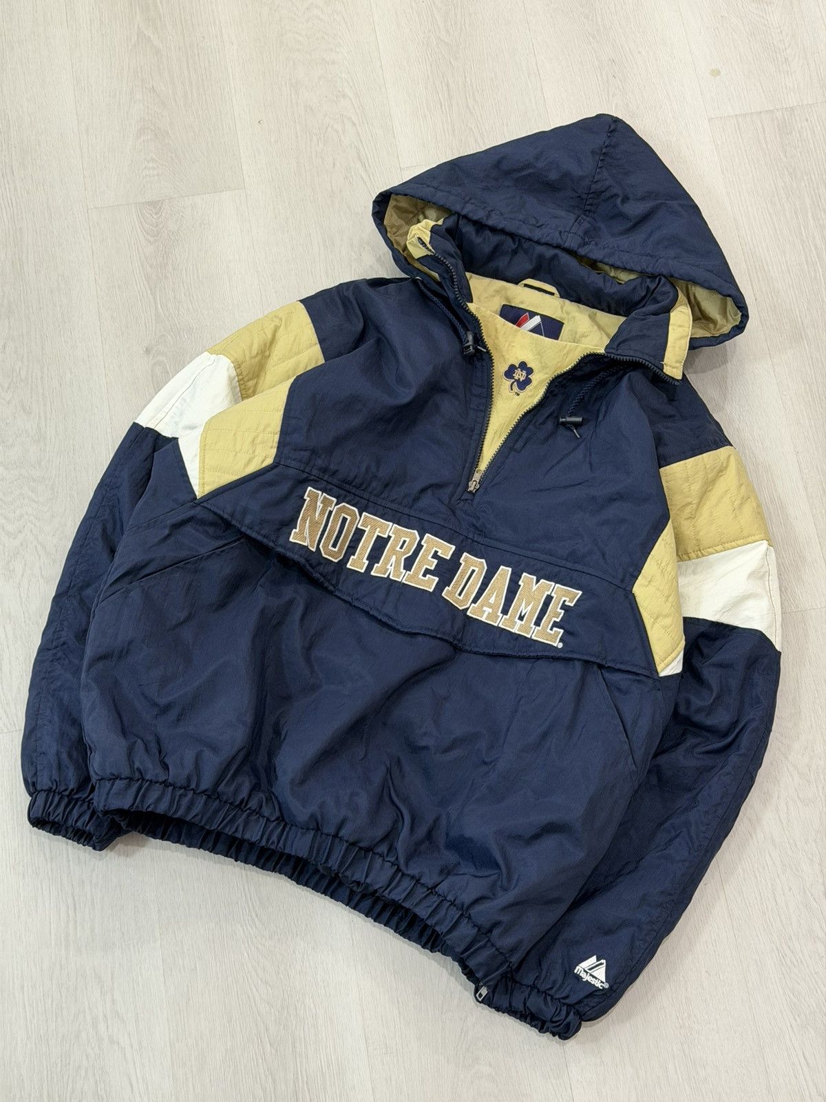 Majestic Vintage 90s Notre Dame Fighting Irish Majestic Anorak Jacket Size US L / EU 52-54 / 3 - 5 Thumbnail