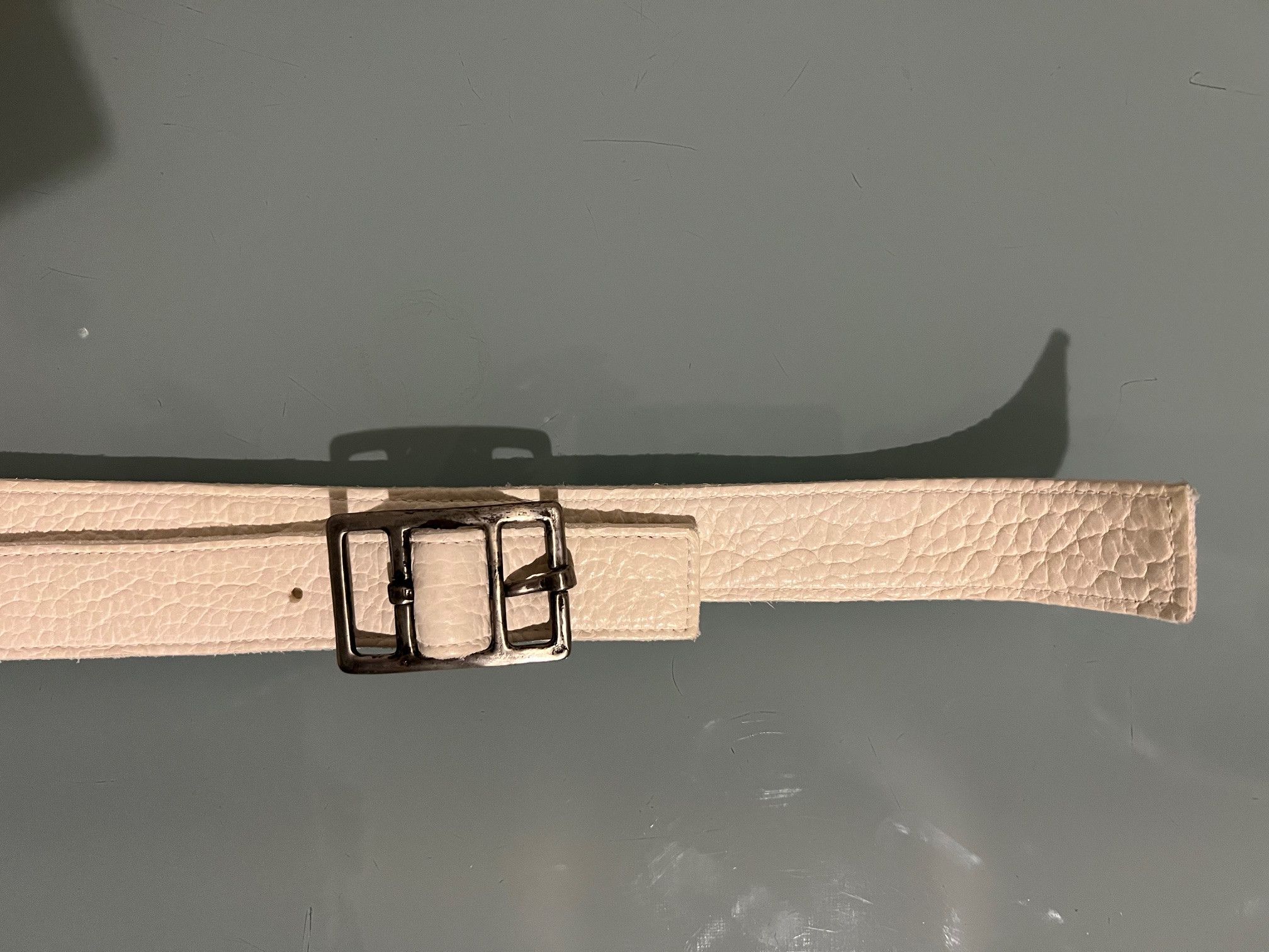 Carol Christian Poell Carol Christian Poell White Leather Double Buckle Belt Size ONE SIZE - 1 Thumbnail