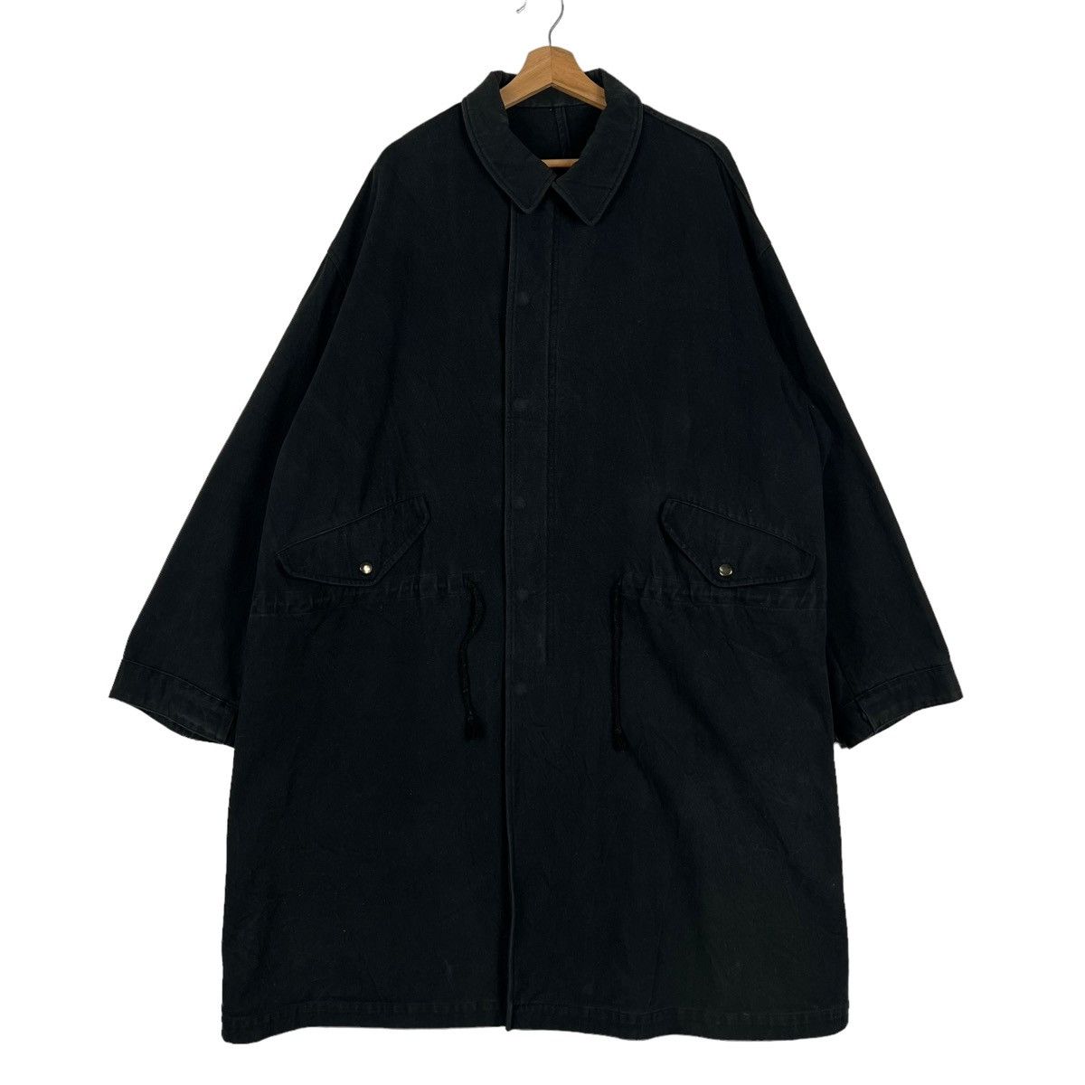 Yohji Yamamoto 🔥RICH BLACK - FLY COATS HERRINGBONE LONG JACKETS Size US M / EU 48-50 / 2 - 2 Thumbnail