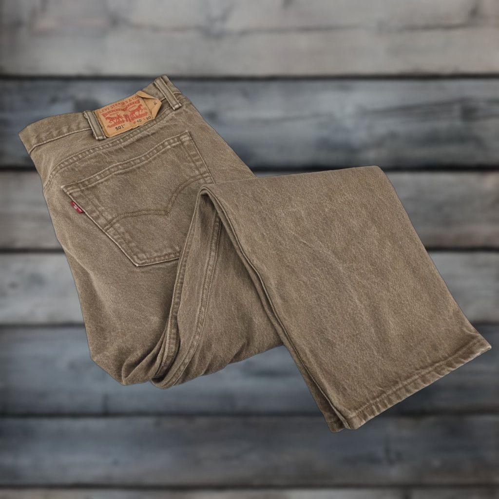 Levi's Levi's 501 Jeans Mens 40x30 Beige Denim Button Fly Regular Fit 5-Pocket Logo USA Size US 40 / EU 56 - 1 Thumbnail