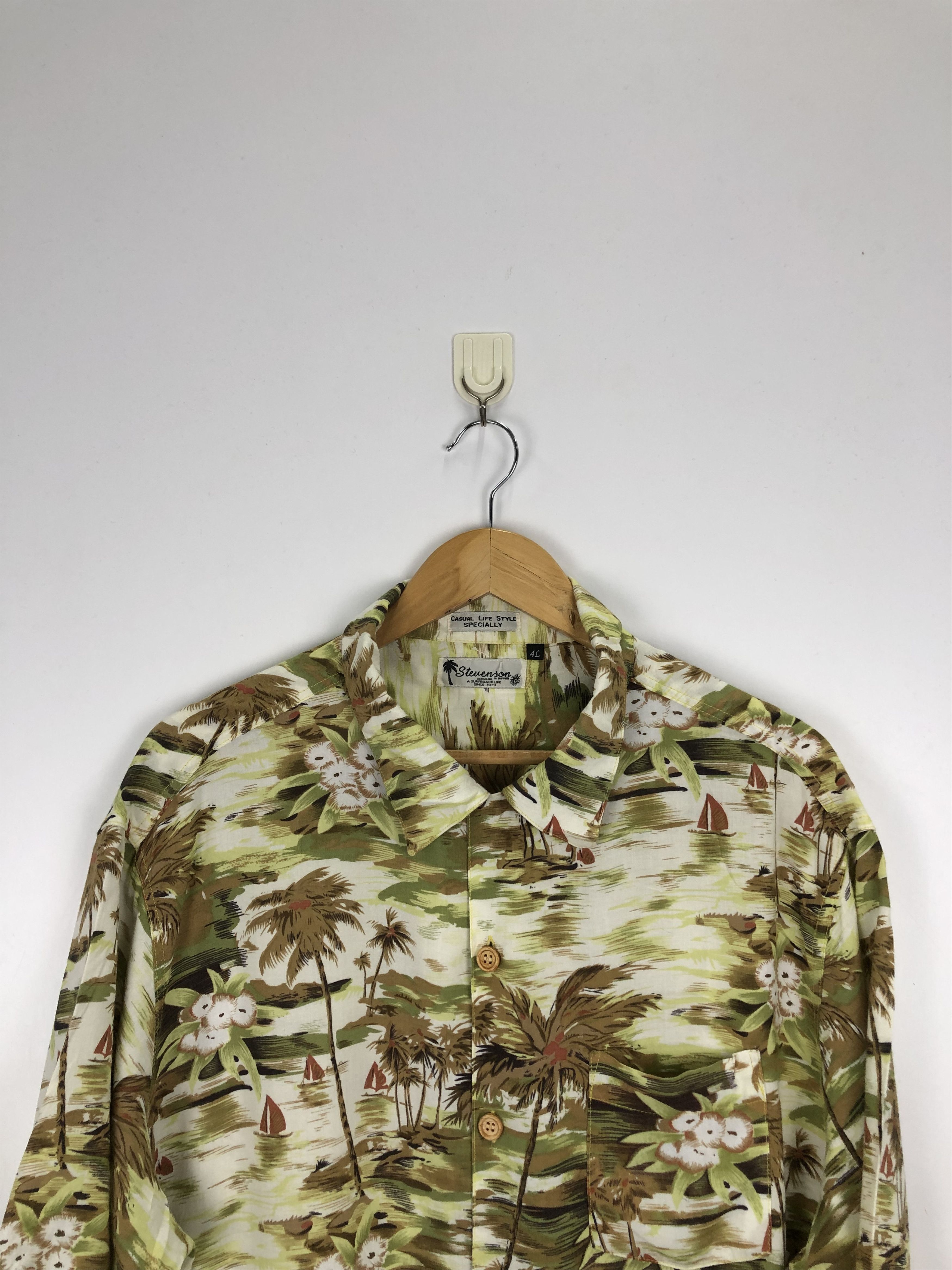 Vintage Vintage Hawaiian Shirt Trees Village Motive TA0005 Size US XXL / EU 58 / 5 - 4 Thumbnail