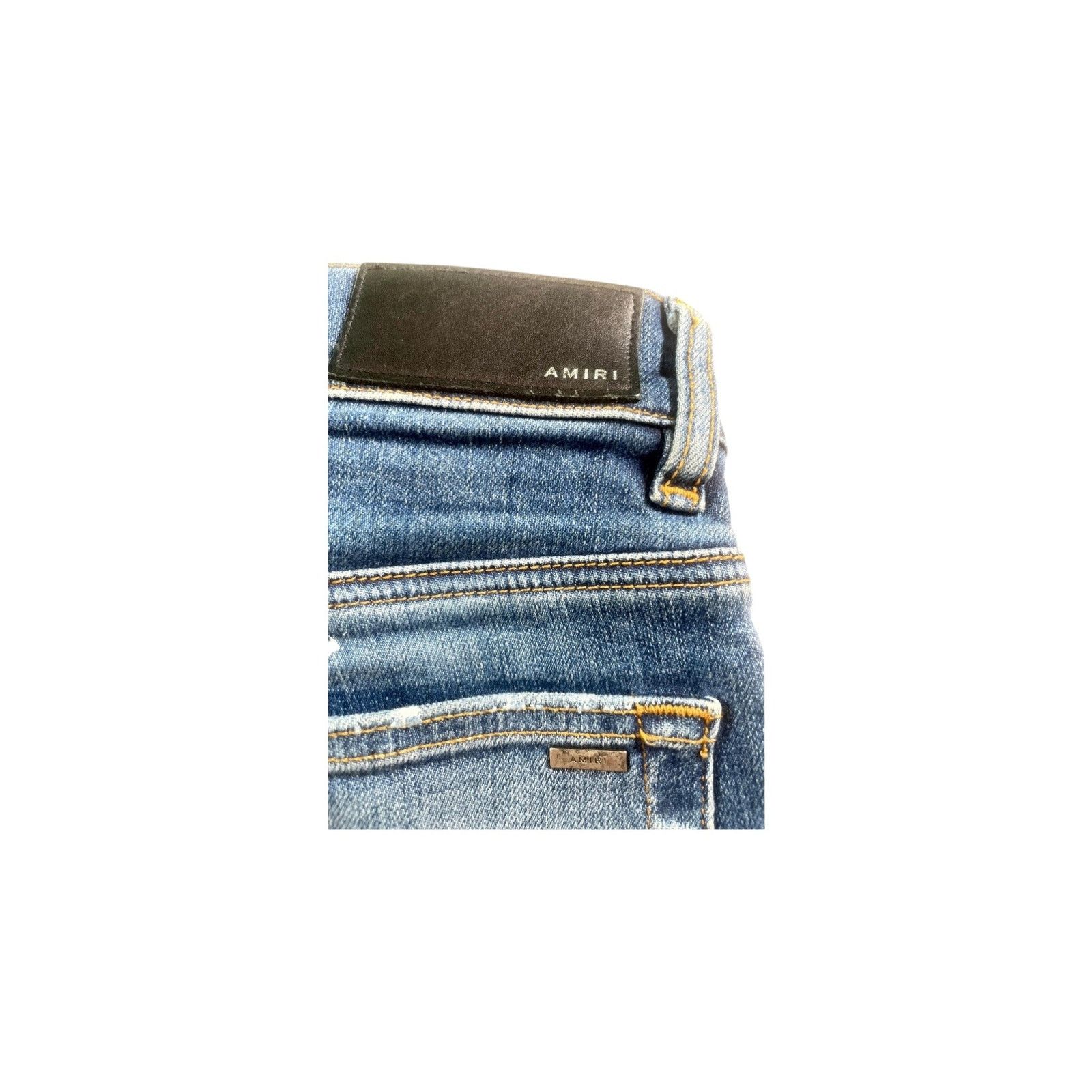 Amiri Amiri "Crystal Lounge Patchwork" Dark Wash Jeans Size US 29 - 4 Thumbnail