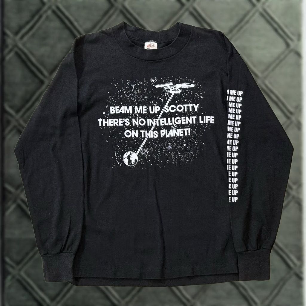 TEE JAYS VINTAGE Star Trek Beam Me Up Scotty Longsleeve Shirt M Black 80s Tee Jays Classic Unisex Adults Boys Girls Men Women Scotty Kirk Spock Size US M / EU 48-50 / 2 - 1 Thumbnail