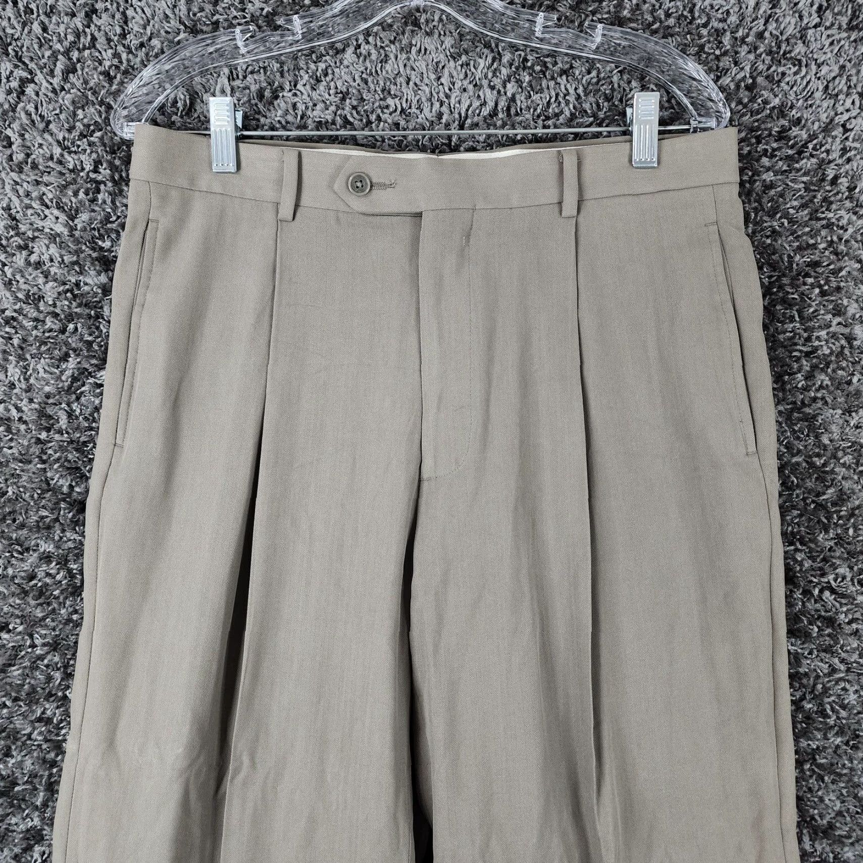 Pierre Cardin Pierre Cardin Mens Beige Silk Dress Pants 33 Regular Mens Size US 33 - 3 Thumbnail