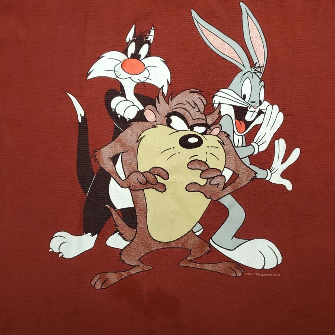 Velva Sheen VINTAGE Velva Sheen T Shirt Mens XL Red Looney Tunes Bugs Bunny Taz Sylvester USA Made Mens XL Red Size US XL / EU 56 / 4 - 3 Thumbnail