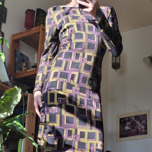Other Nadya Toto Geometric Long Sleeve Dress - Saffron Purple - S Size S / US 4 / IT 40 - 2 Thumbnail
