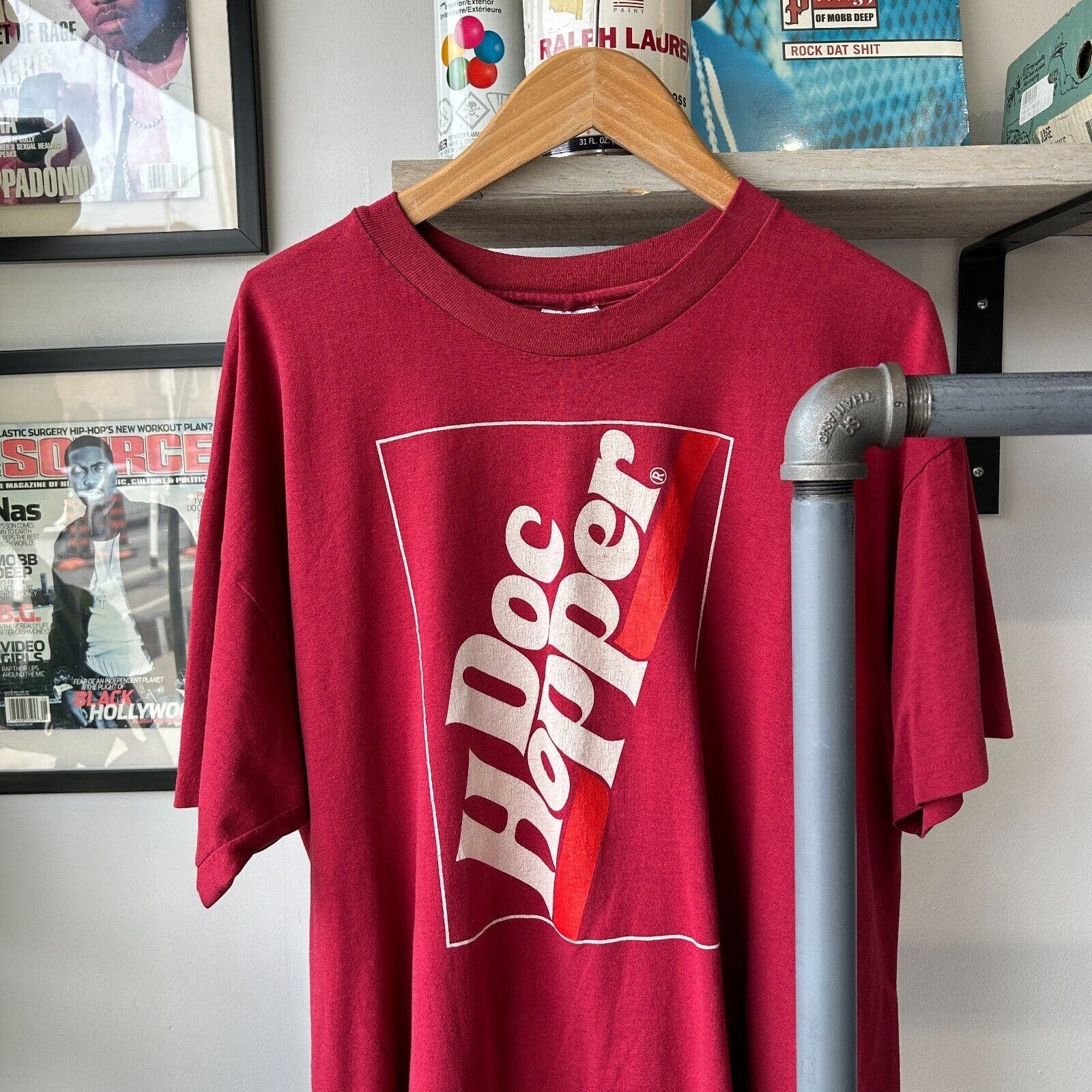 image of Hanes Vintage 90's | Doc Hopper Punk Band T-Shirt Size XL Adult in Red, Men's