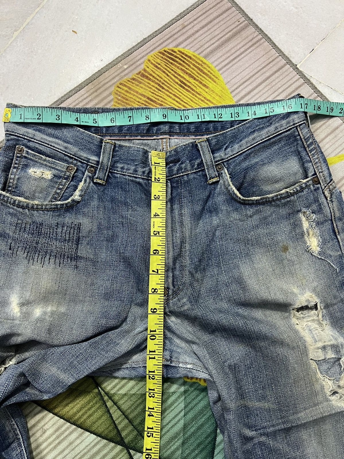 Edwin × Japanese Brand VINTAGE EDWIN HALF SELVEDGE DISTRESSED JEANS Size US 34 / EU 50 - 18 Thumbnail