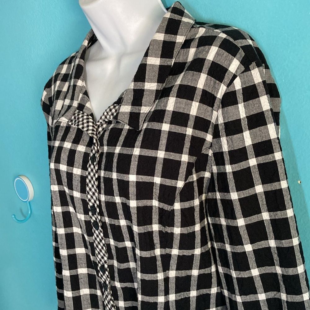 Habitat Habitat Womens Size L Black White Plaid Button Up Cotton Shi Size L / US 10 / IT 46 - 5 Thumbnail