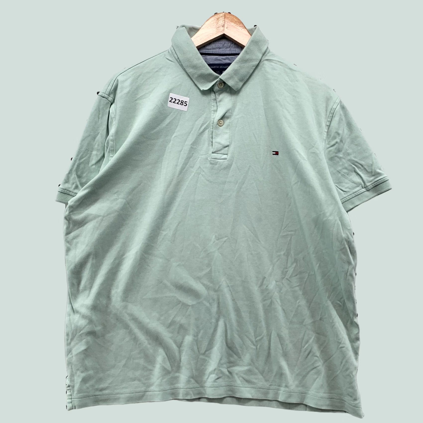 Tommy Hilfiger Tommy Hilfiger Polo Shirt Collared Mint Green Mens Large Casual Custom Fit Size US L / EU 52-54 / 3 - 1 Thumbnail