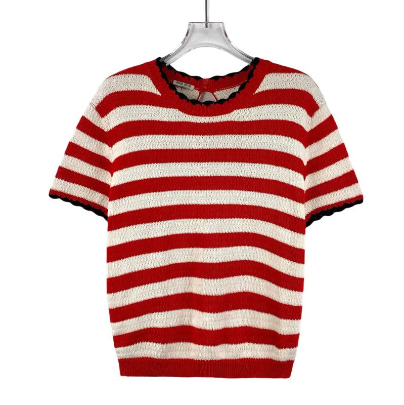 Miu Miu Miu Miu Red Cotton Short Sleeve T-Shirt 0089 Size M / US 6-8 / IT 42-44 - 1 Thumbnail