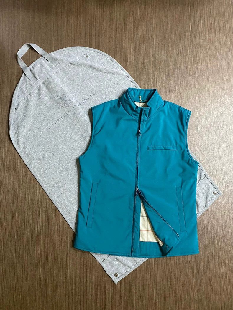 Loro Piana LORO PIANA Tech fabric padded jacket in blue green Green S Size US S / EU 44-46 / 1 - 1 Thumbnail