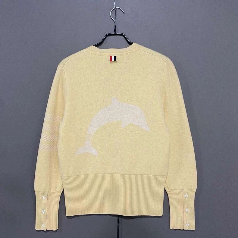 Thom Browne Thom Browne Light yellow dolphin four-bar cardigan jacket 2 Size S / US 4 / IT 40 - 3 Thumbnail