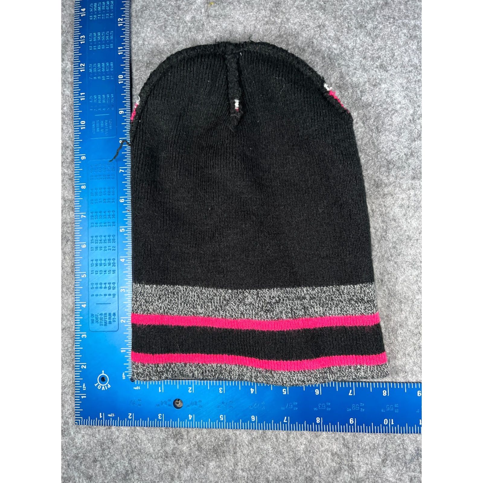 Pinko Beanie Toque Adult One Size Black Pink White Stripe Knit 100% Acrylic Snow Ski Size ONE SIZE - 4 Thumbnail