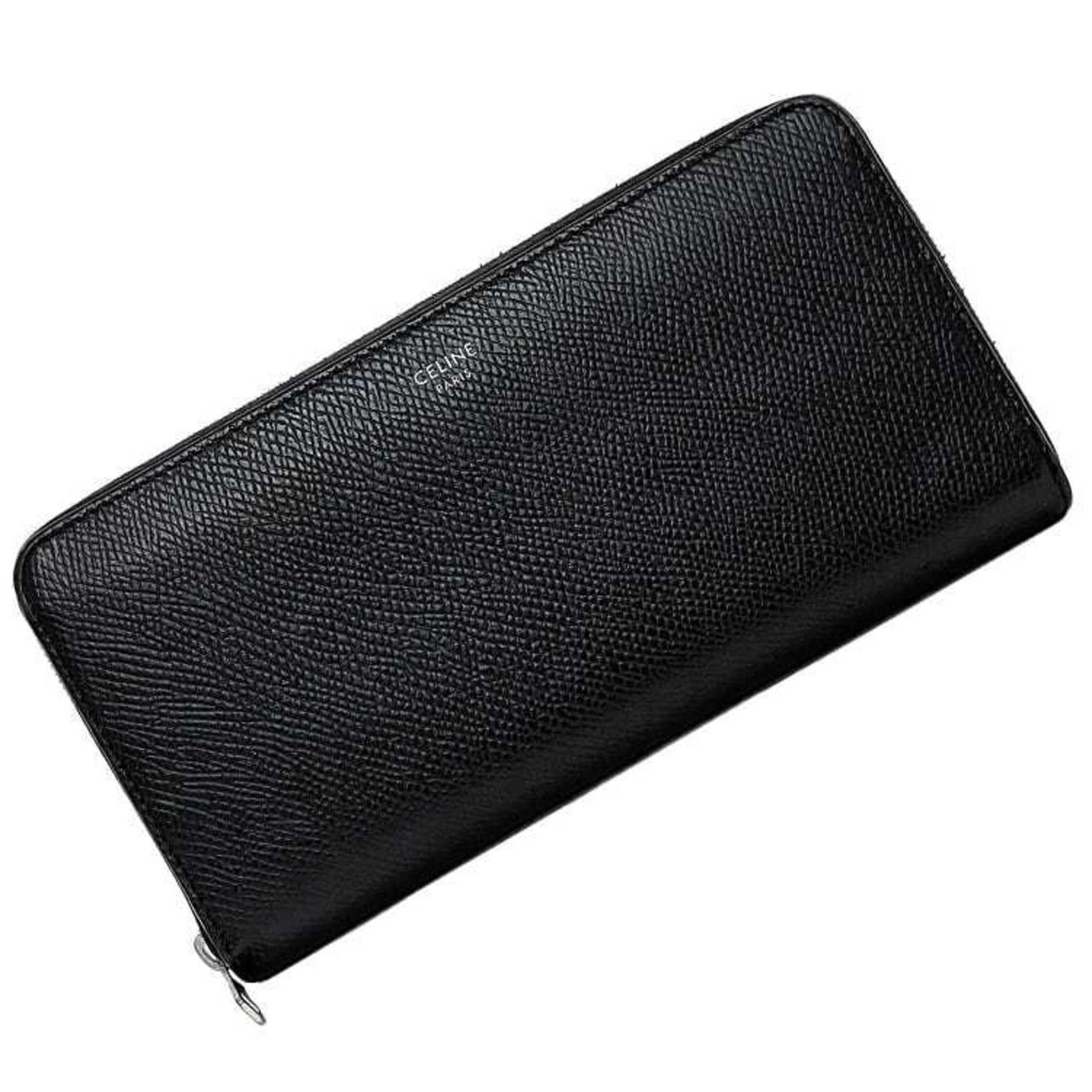 image of Celine Round Long Wallet Black 10B553Bel.38Si Ec-20077 Large Zipped Leather Celine Women's