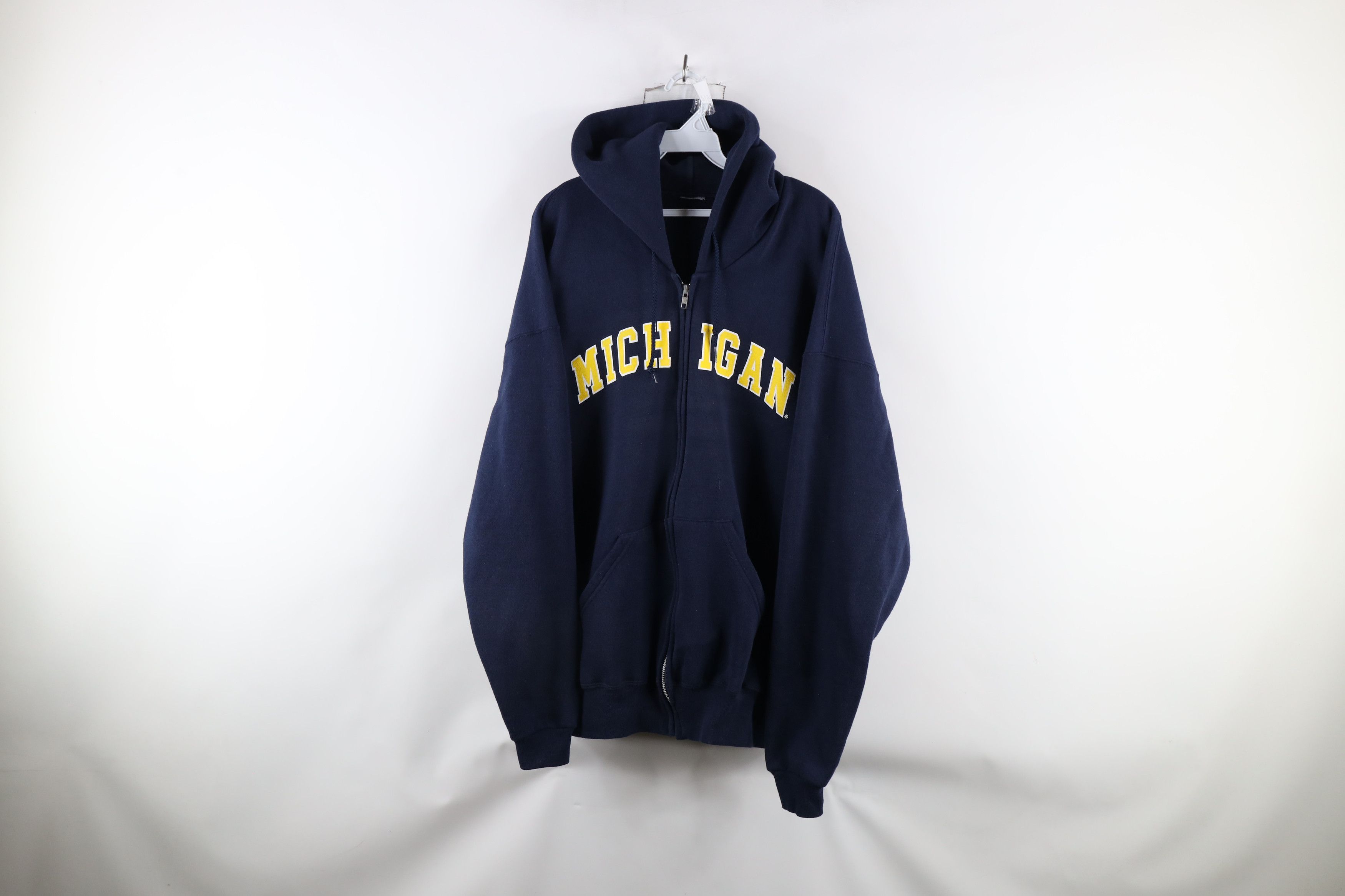 Vintage Vintage 90s Out University of Michigan Full Zip Hoodie Blue Size US XXL / EU 58 / 5 - 1 Thumbnail