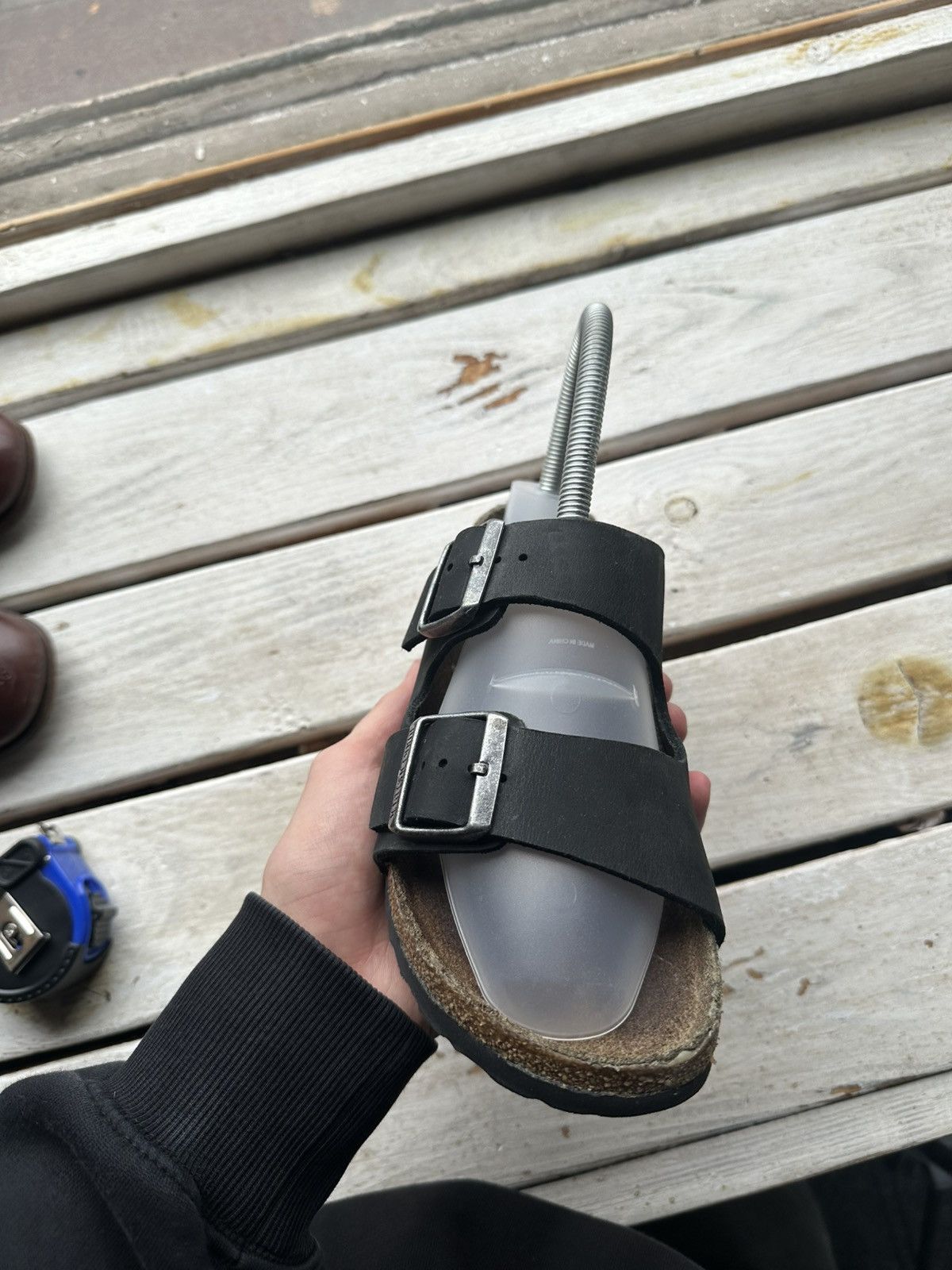 Birkenstock 🚨 VNTG Birkenstock 38 black unisex Luxe Sandals rare slides Size US 8 / IT 38 - 3 Thumbnail