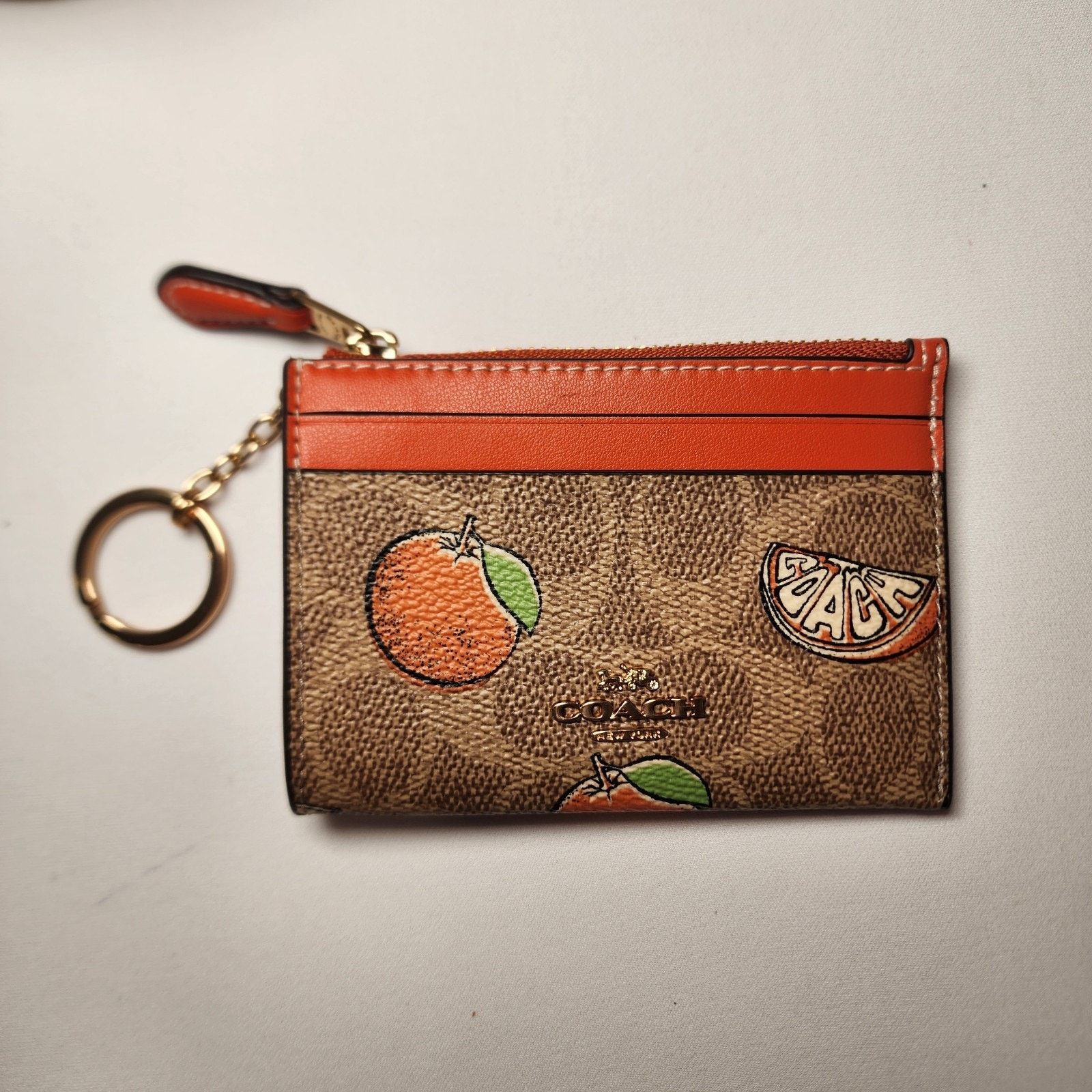Coach NWT Coach CAR21 Mini Skinny Id Case Signature Orange Print Size ONE SIZE - 1 Thumbnail