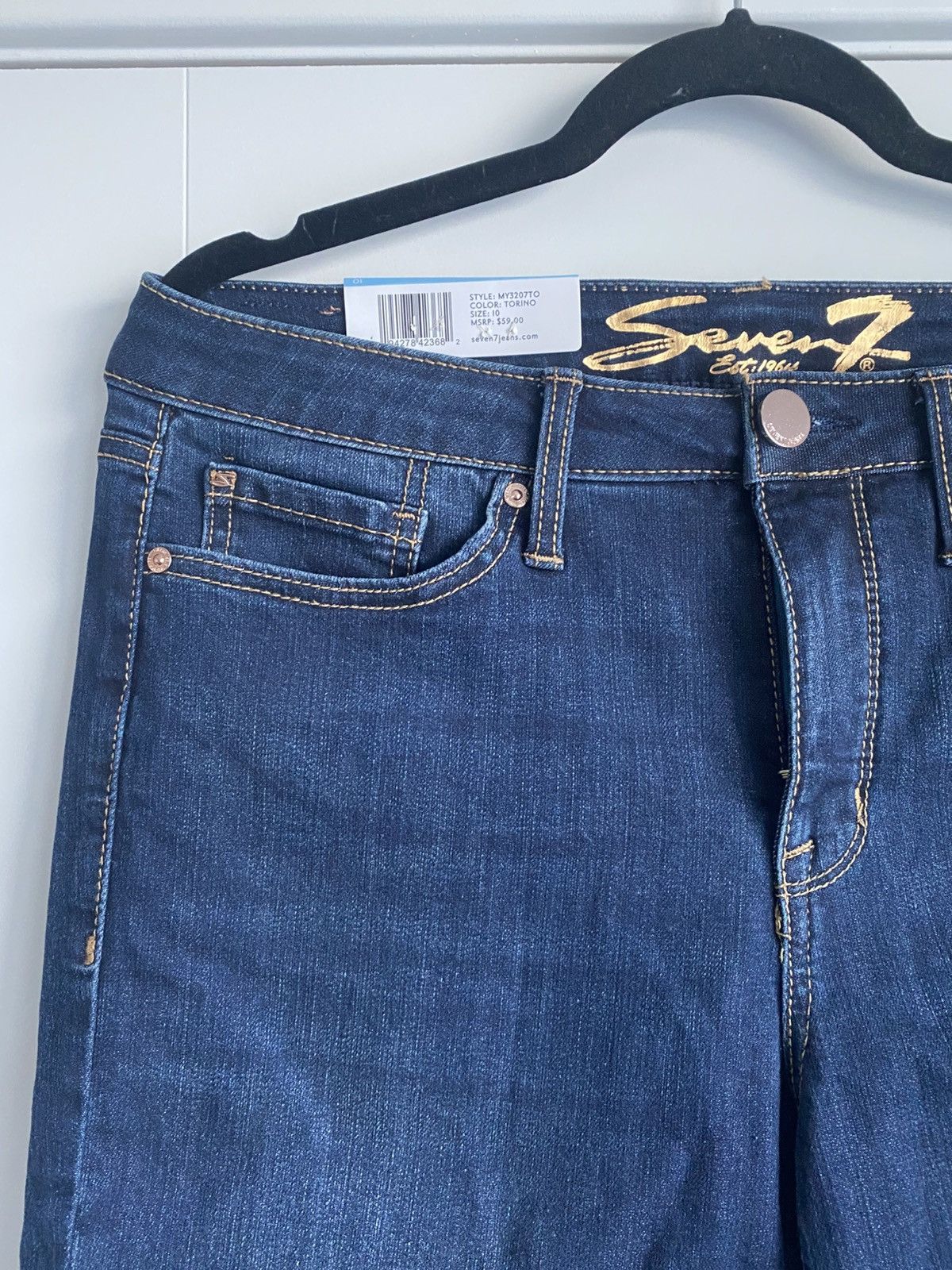 Seven 7 New SEVEN 7 Womens 10 Sunset Bermuda Shorts Denim Jeans Zip Size 32" / US 10 / IT 46 - 4 Thumbnail