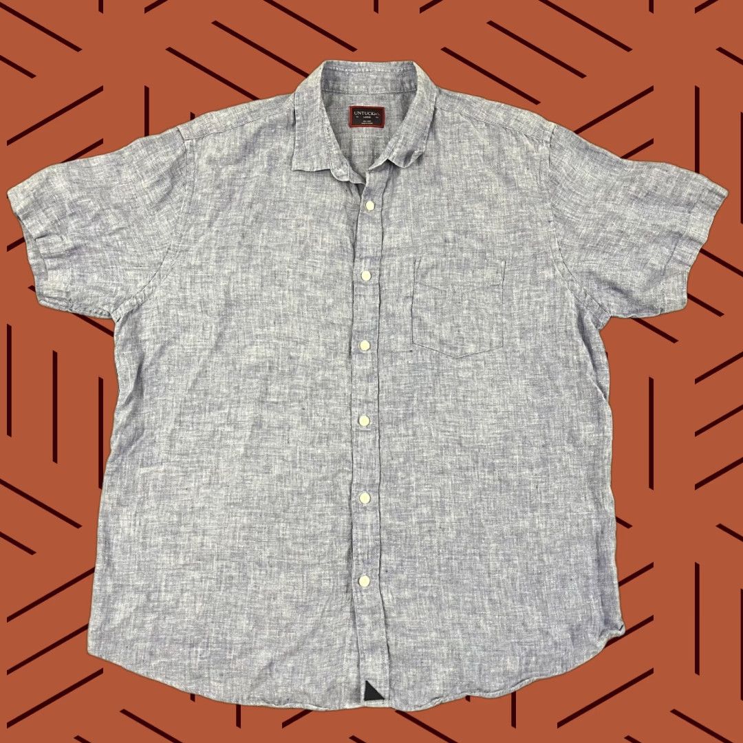 UNTUCKit UNTUCKit Shirt Mens L Blue 100% Linen Button-Up Short Sleeve Casual Summer Size US L / EU 52-54 / 3 - 1 Thumbnail