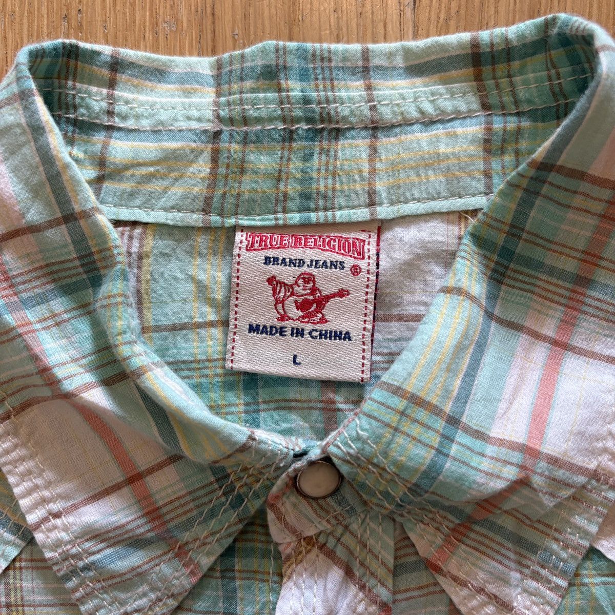 True Religion VINTAGE True Religion Green and White Plaid Button Up Size US L / EU 52-54 / 3 - 3 Thumbnail