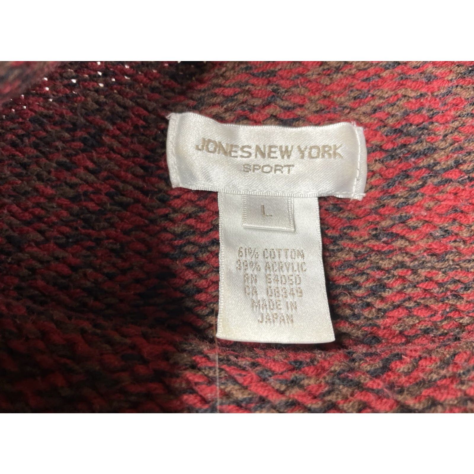 Jones New York VINTAGE Jones New York Sweater Rolled Neck Knit Red Womens Large L Pullover Cotton Blend Knit Western Gen? Size L / US 10 / IT 46 - 3 Thumbnail