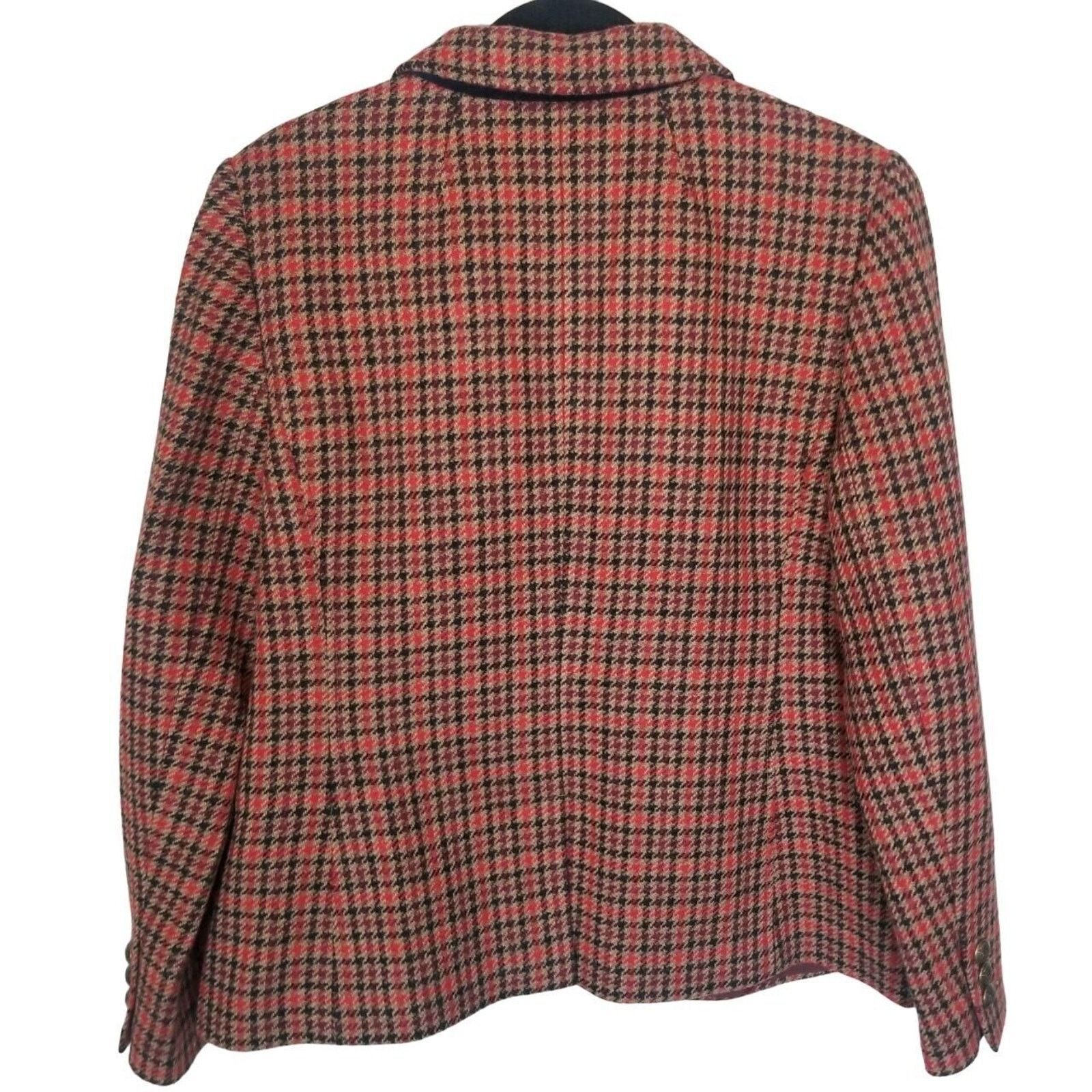Robert Talbott Talbots Womens Wool Houndstooth Aberdeen Blazer Size 14 Size XL / US 12-14 / IT 48-50 - 8 Thumbnail