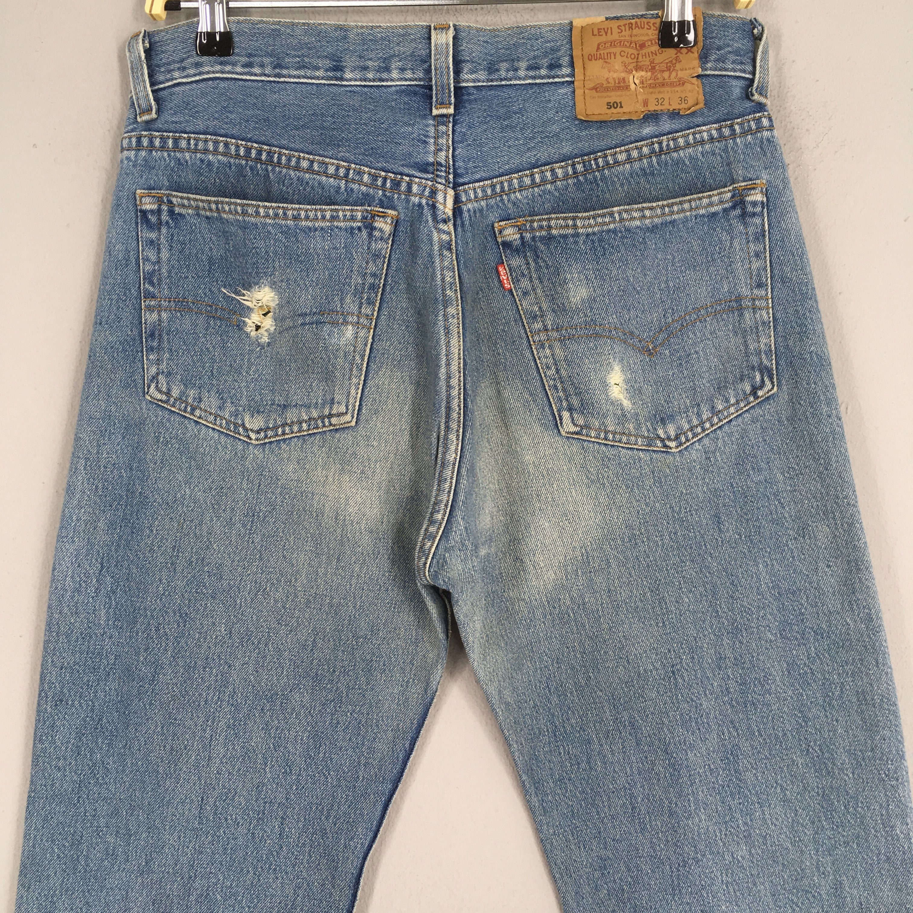 Levi's Size 29x28.5 Vintage 90s Levi's 501 Distressed Jeans S1081 Size US 29 - 8 Thumbnail