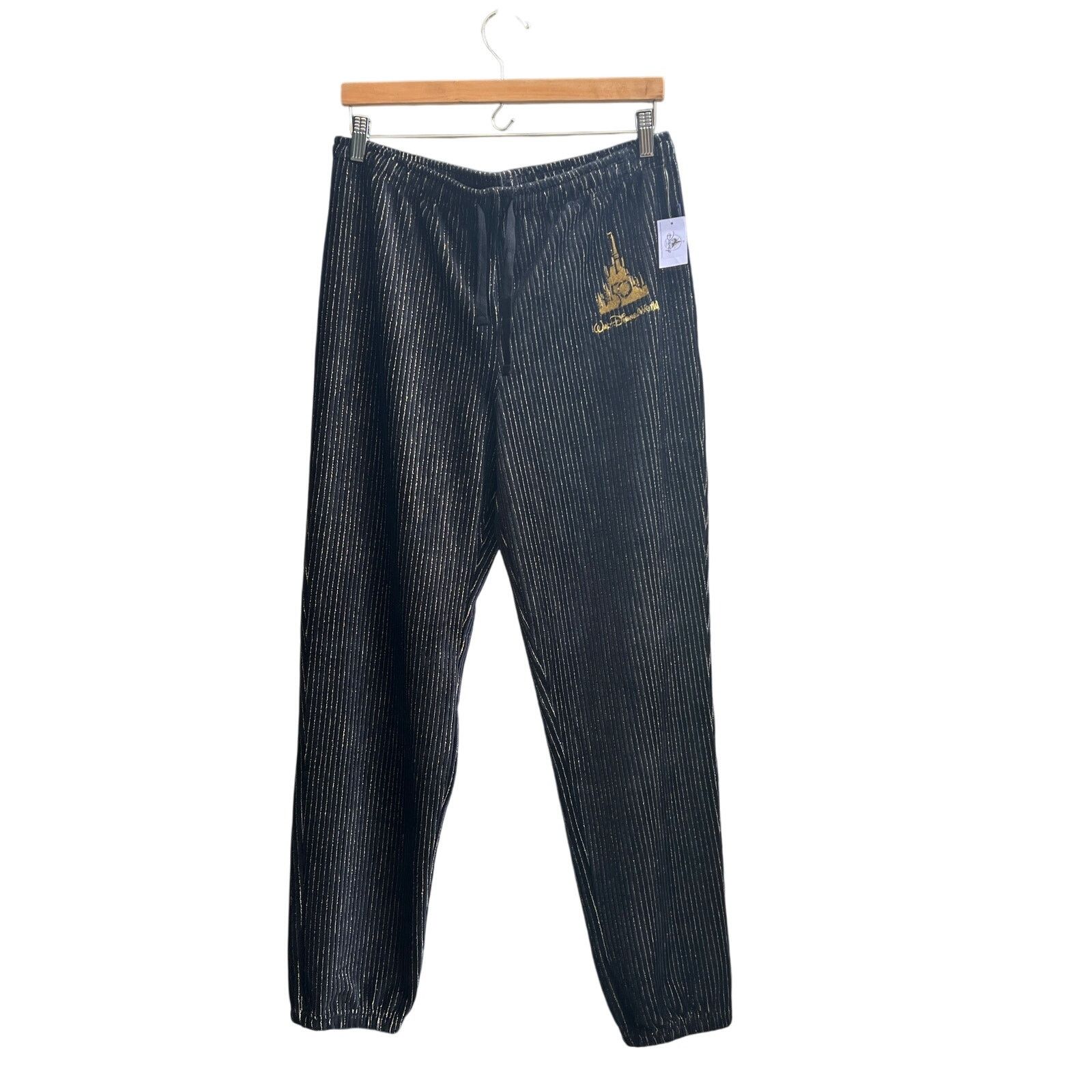Disney Disney Luxe Velour Joggers Black Gold 50t SpiritJersey M NWT Size 32" / US 10 / IT 46 - 1 Thumbnail