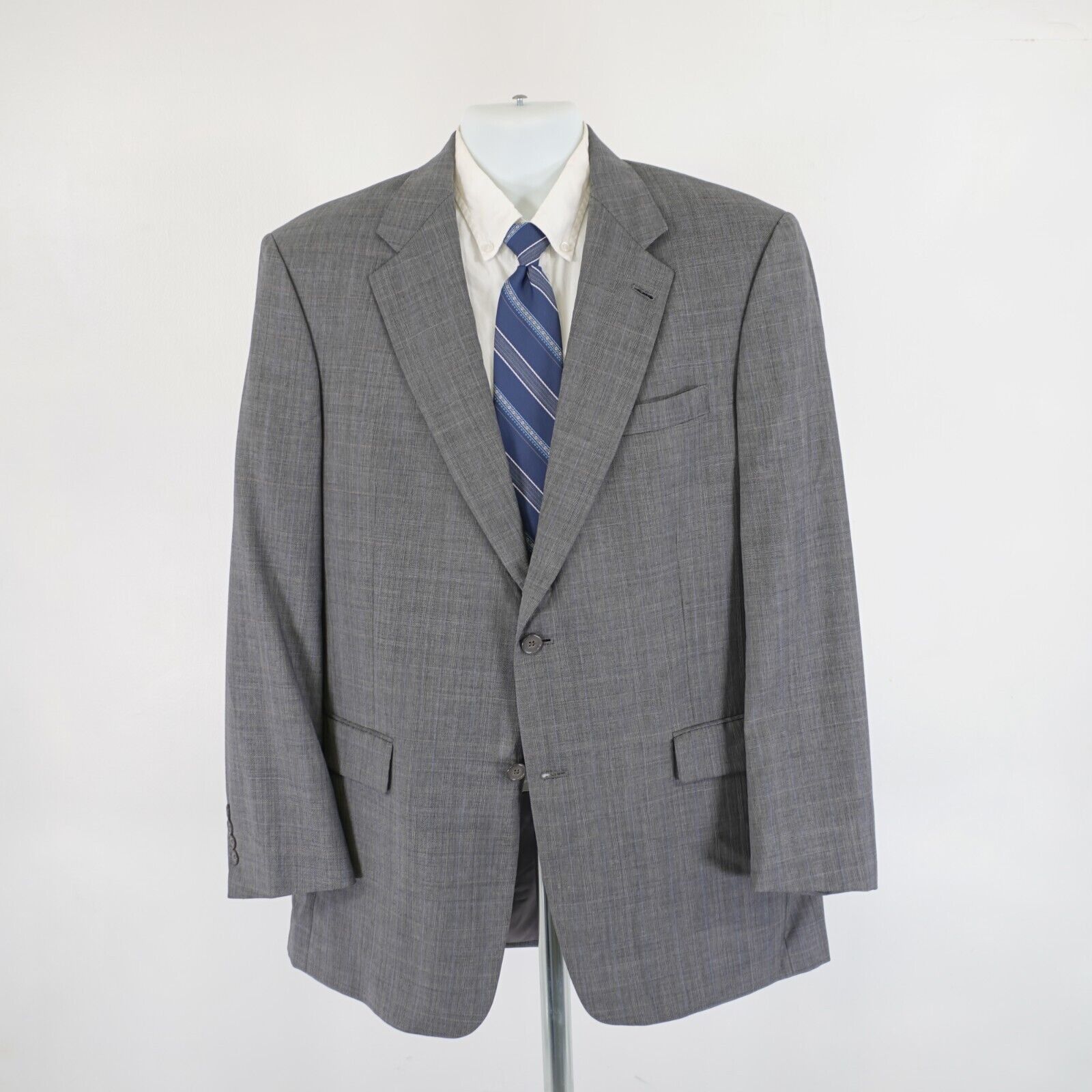 Hart Schaffner Marx Hart Schaffner Marx Gold Trumpeter Wool Gray Plaid W/ Blue W Size 42L - 9 Thumbnail