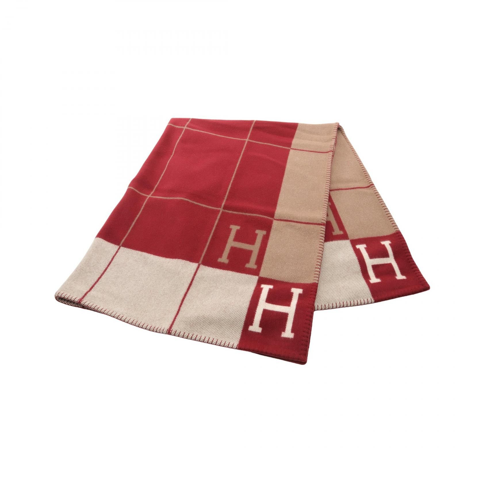 Hermes Hermes Hermes Plaid Avalon 3 Wool Cashmere Blanket Natural Material Other Size ONE SIZE - 1 Thumbnail