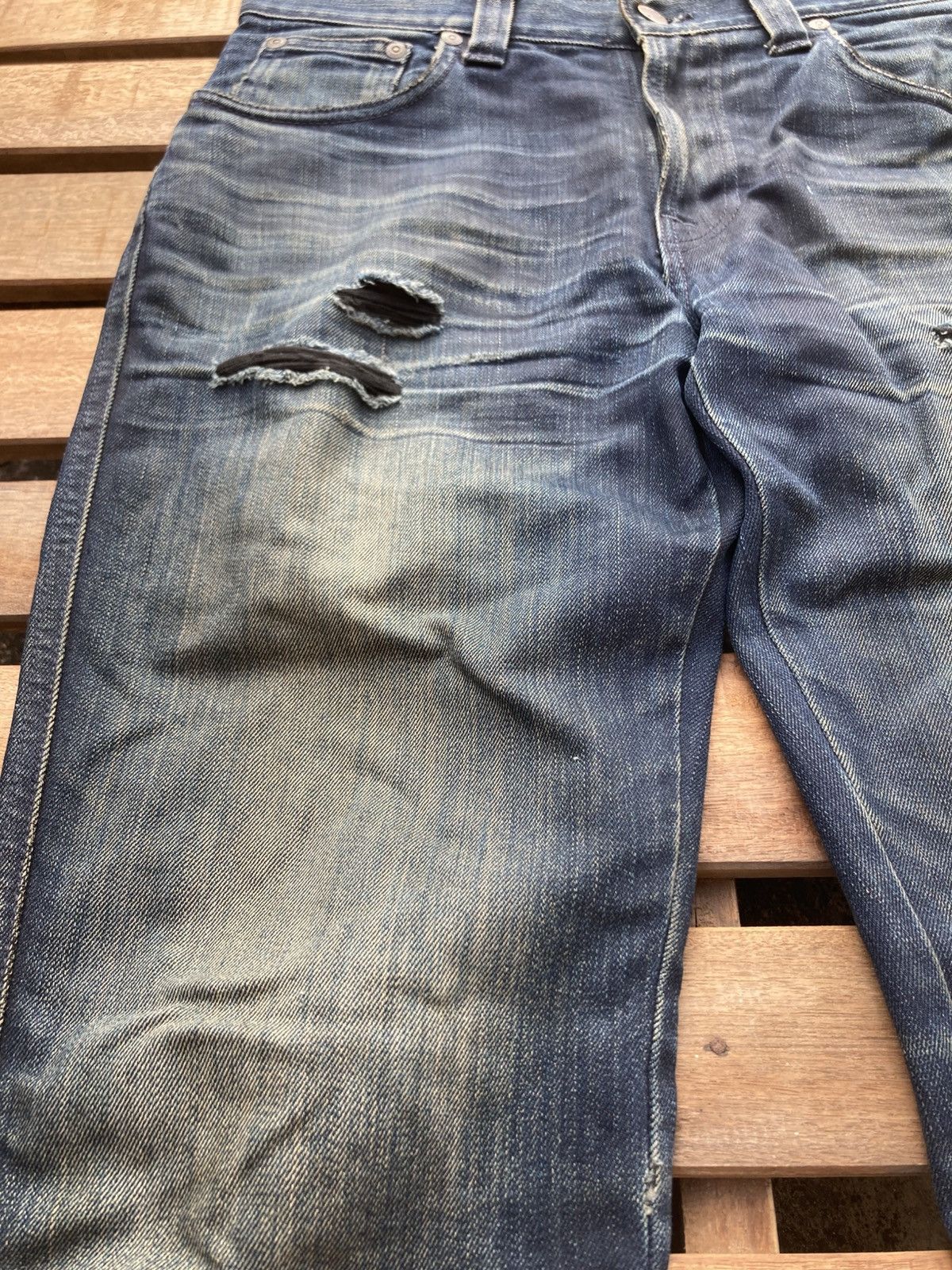 Nudie Jeans Nudie jeans black and blue slim jim distressed Size US 31 - 5 Thumbnail