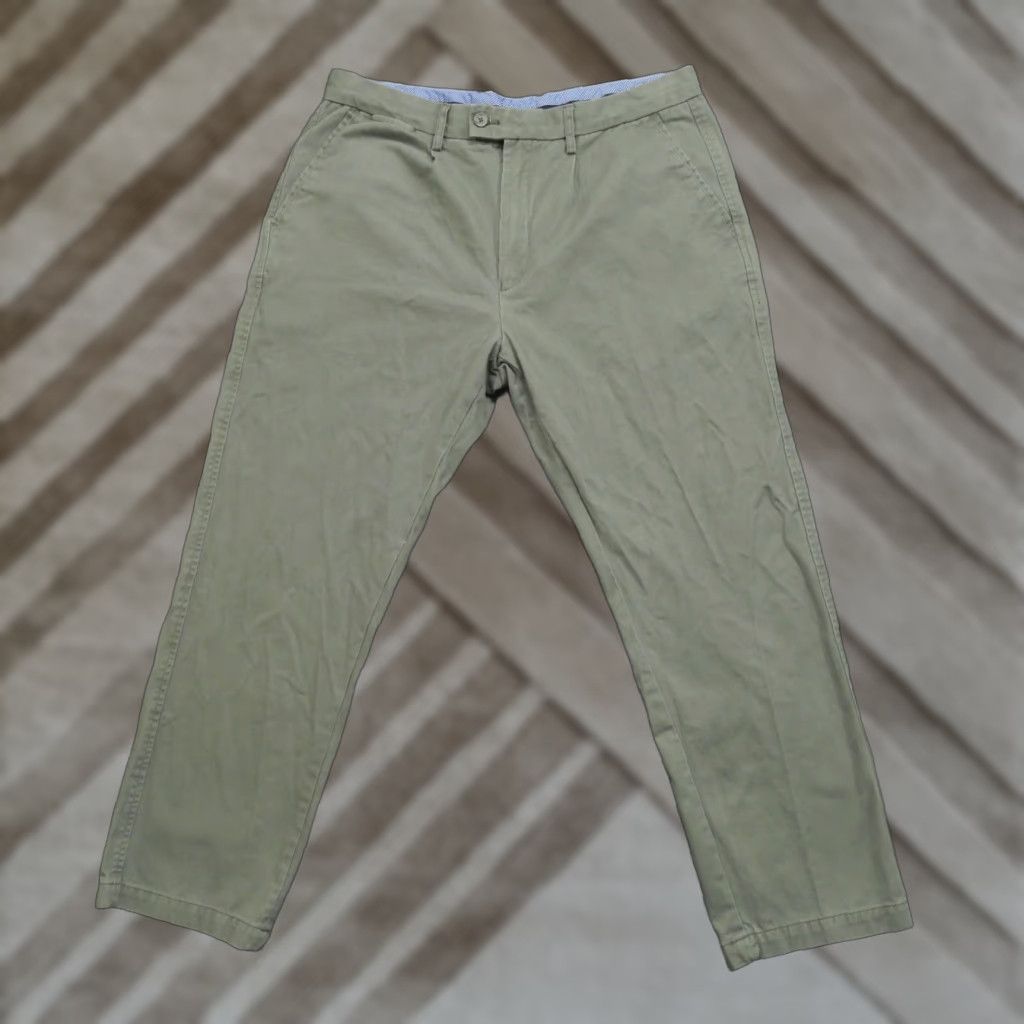 Brooks Brothers Samuel Windsor Pants Mens 36S 34x28 Pleated Chino Cotton Brown Green Size US 34 / EU 50 - 1 Thumbnail
